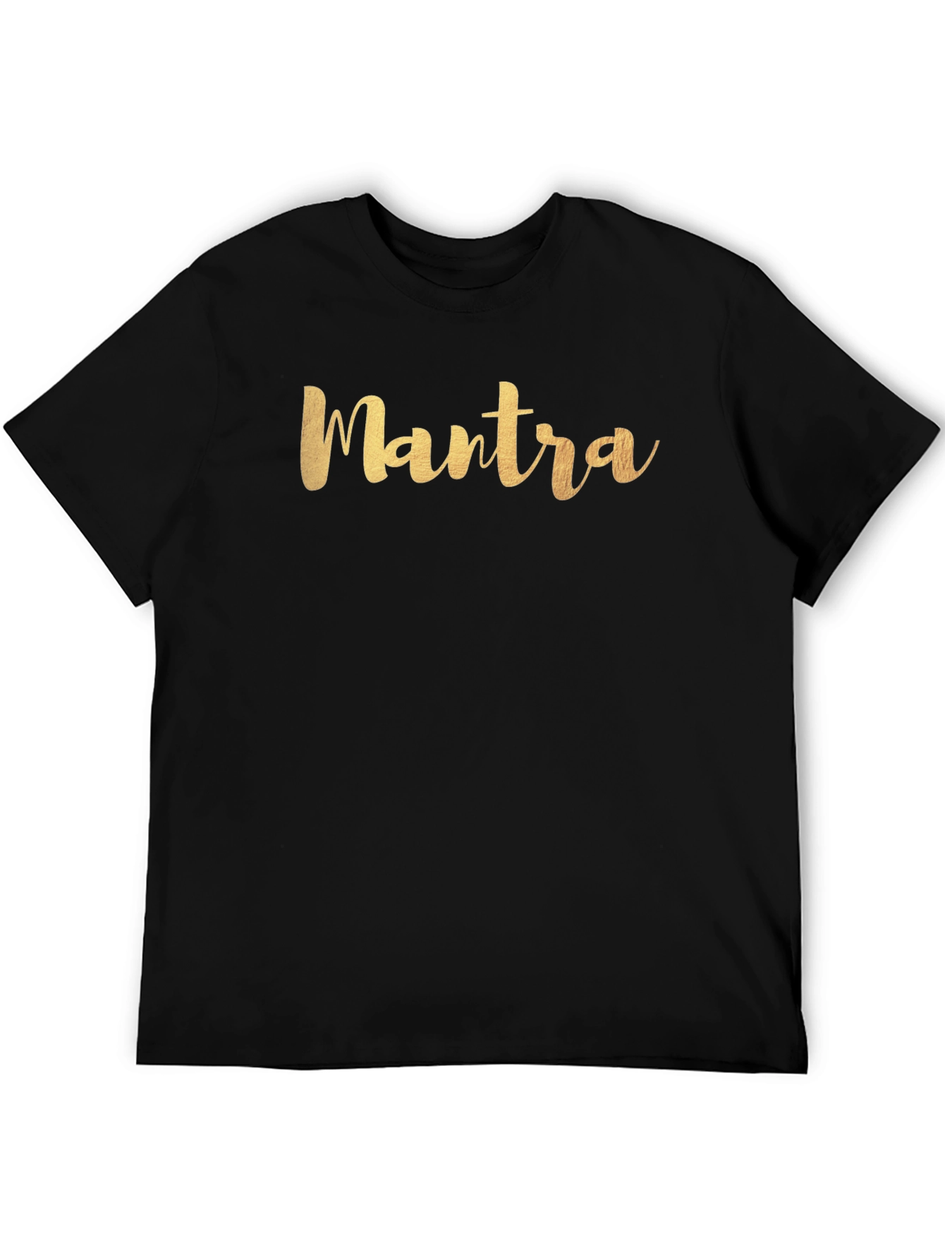 Camiseta Negra Hombre con Inscripción Mantra Dorada