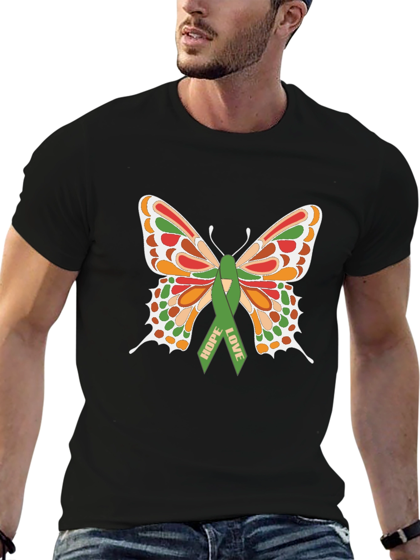 Camiseta Negra con Mariposa de Esperanza y Amor