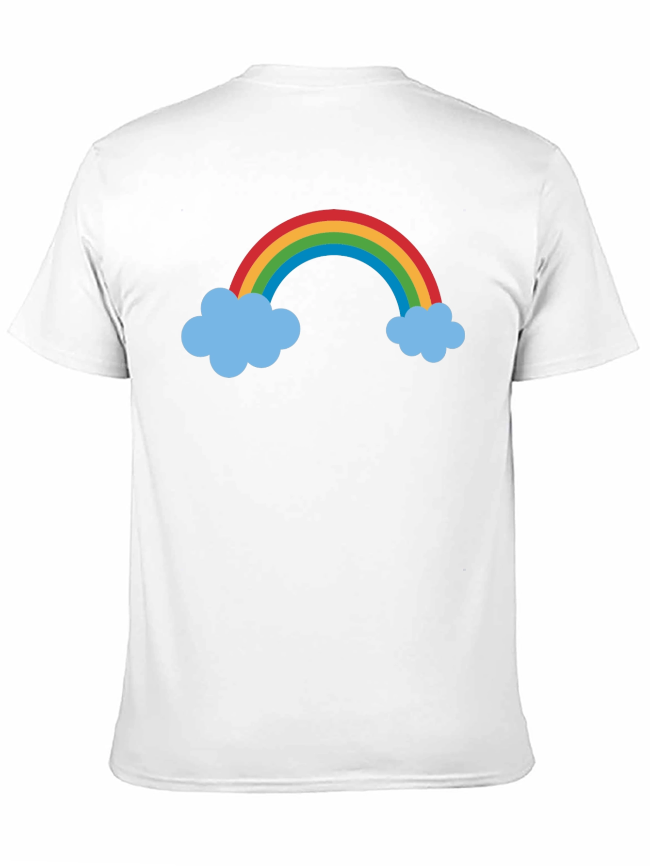 Camiseta Negra con Arcoíris y Nubes