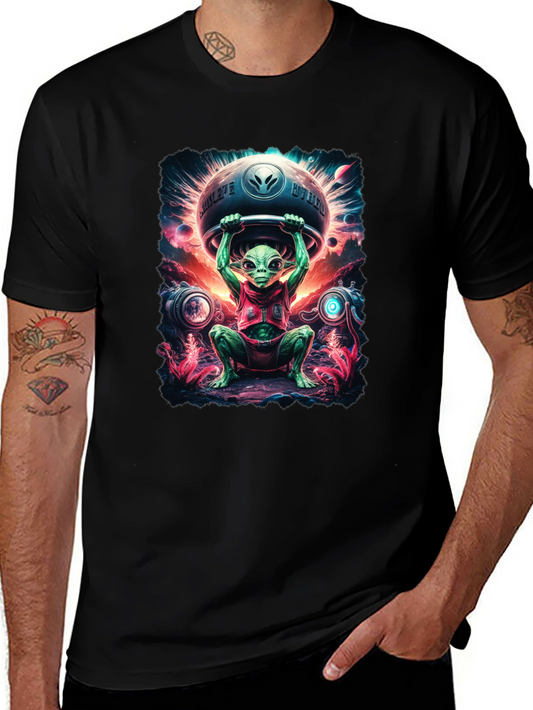 Camiseta Hombre Alienígena Halterofilia Espacial