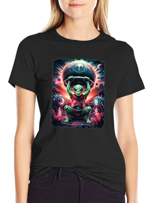 Camiseta Hombre Alienígena Halterofilia Espacial
