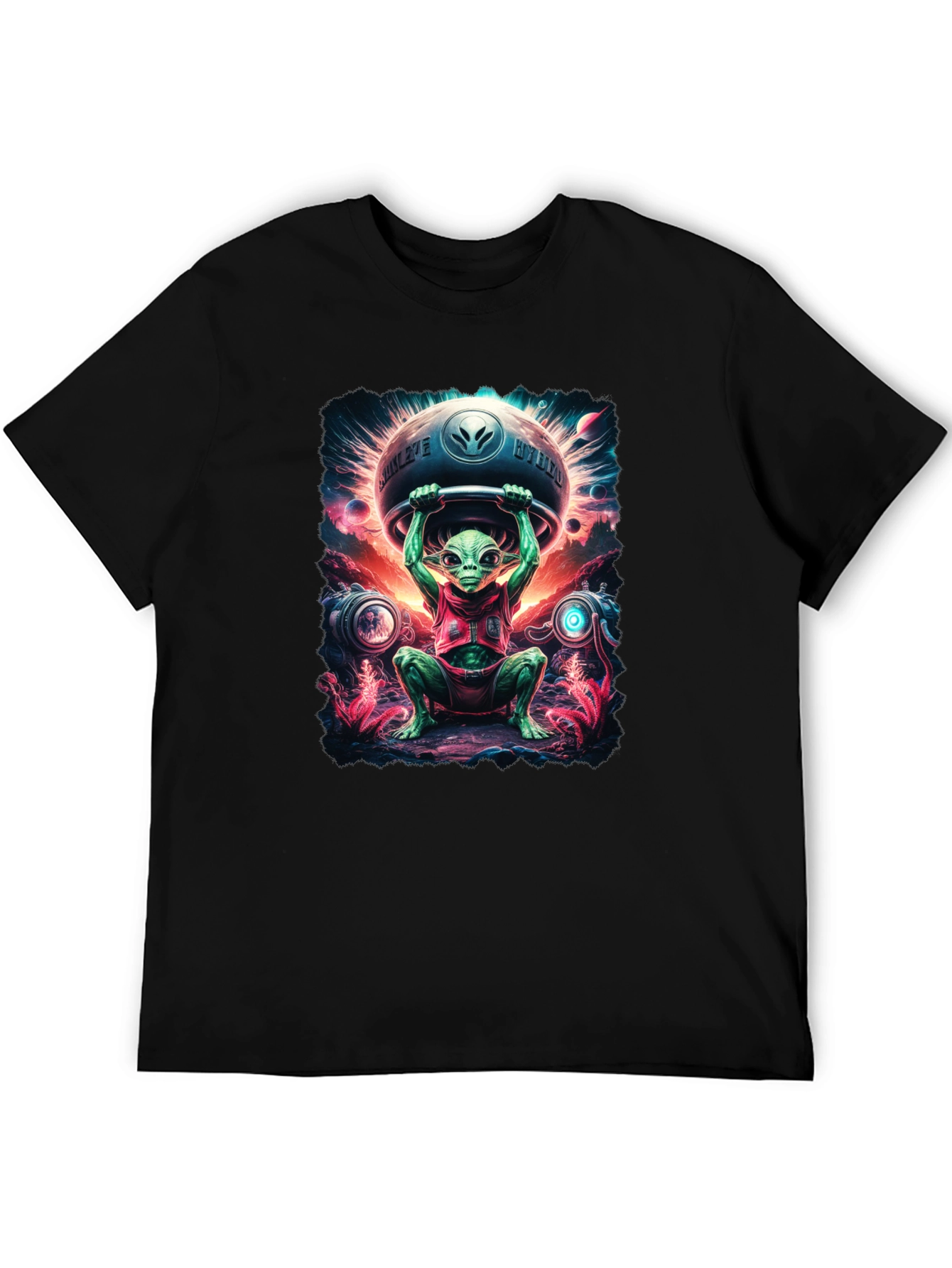 Camiseta Hombre Alienígena Halterofilia Espacial