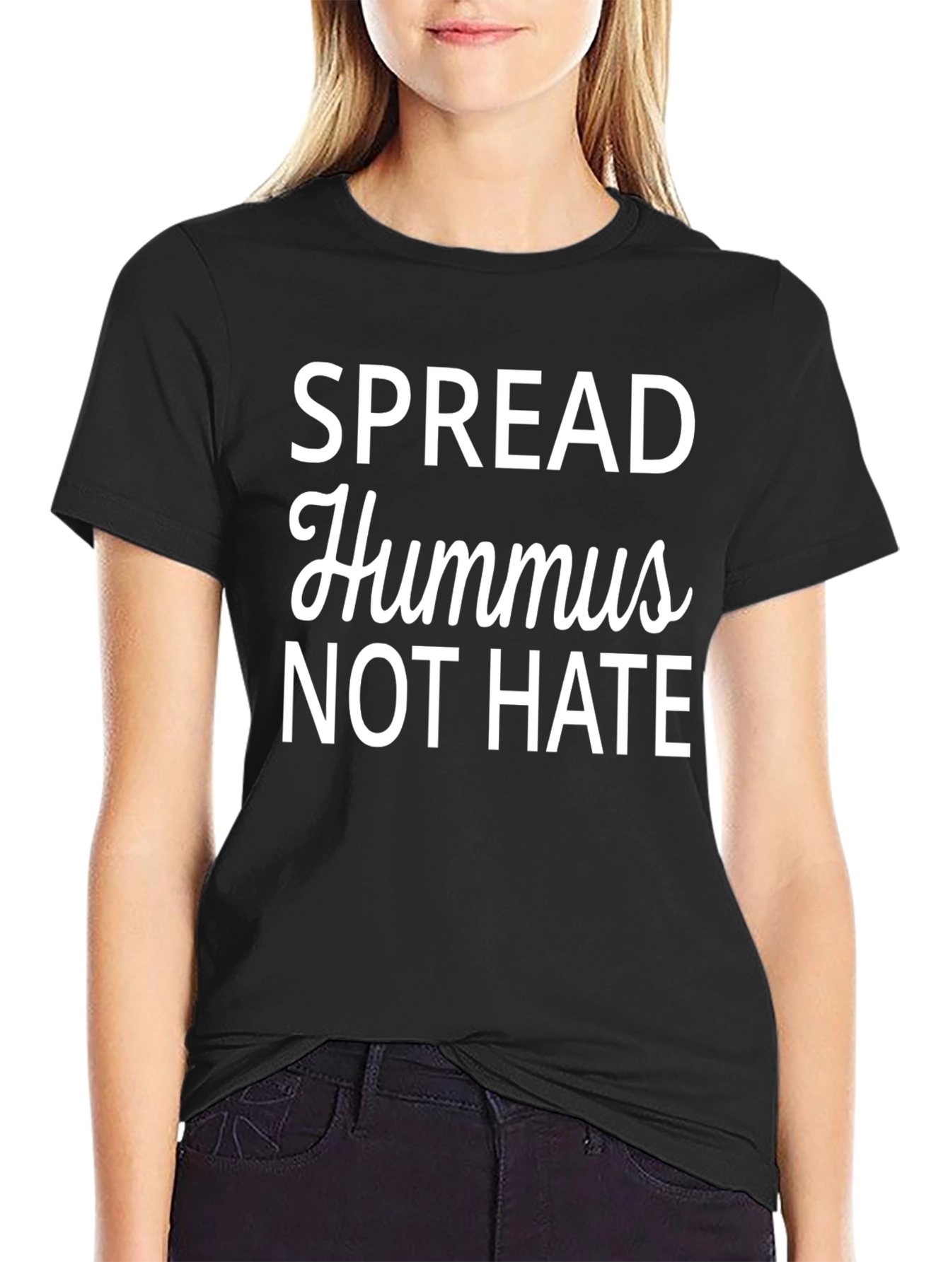 Camiseta Negra: ¡Hummus No Odio! Con Estilo