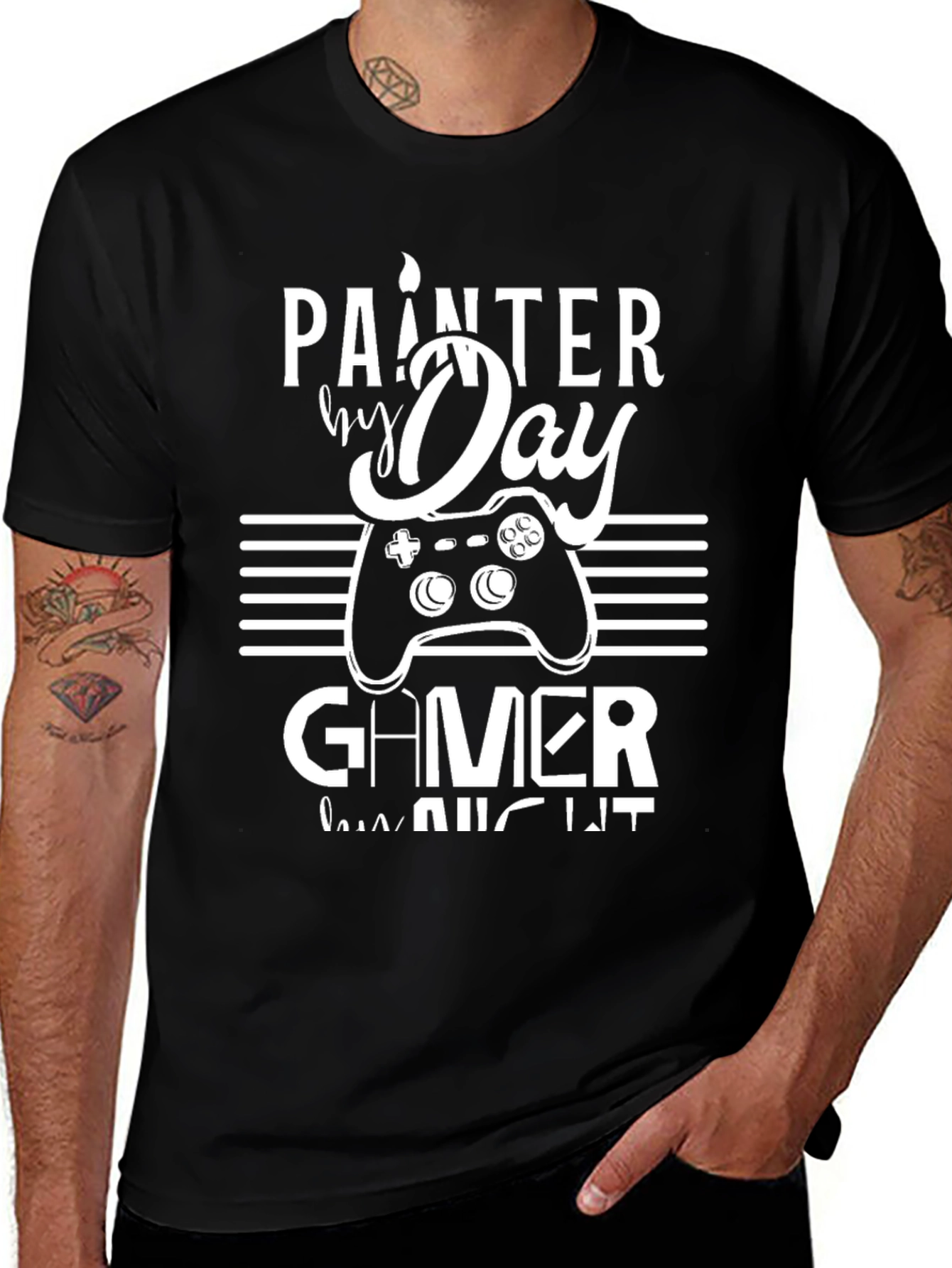 Camiseta Hombre: Painter by Day Gamer by Night