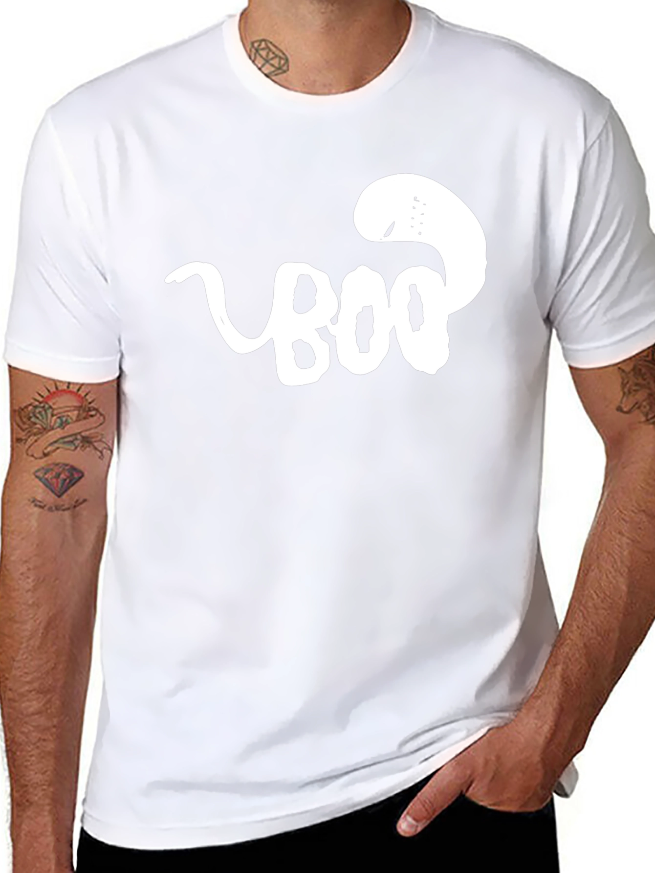 Camiseta Negra BOO Fantasma Divertida