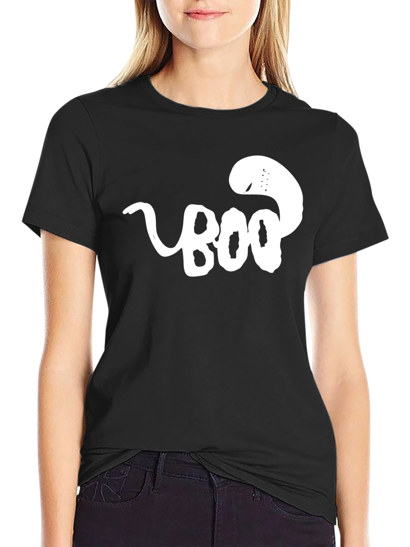 Camiseta Negra BOO Fantasma Divertida