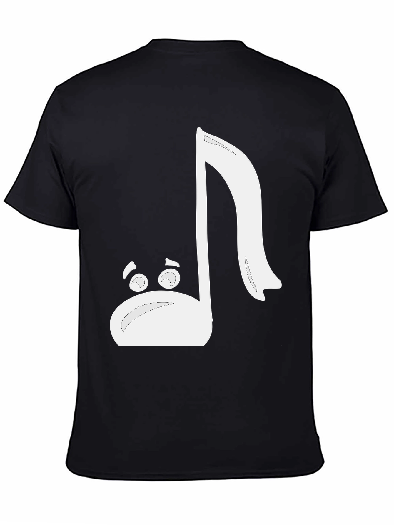 Camiseta Negra con Diseño de Nota Musical Animada