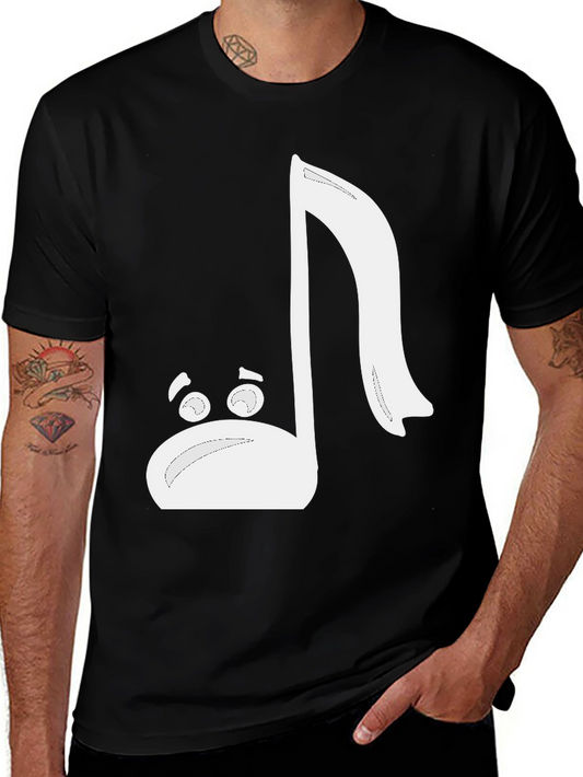 Camiseta Negra con Diseño de Nota Musical Animada