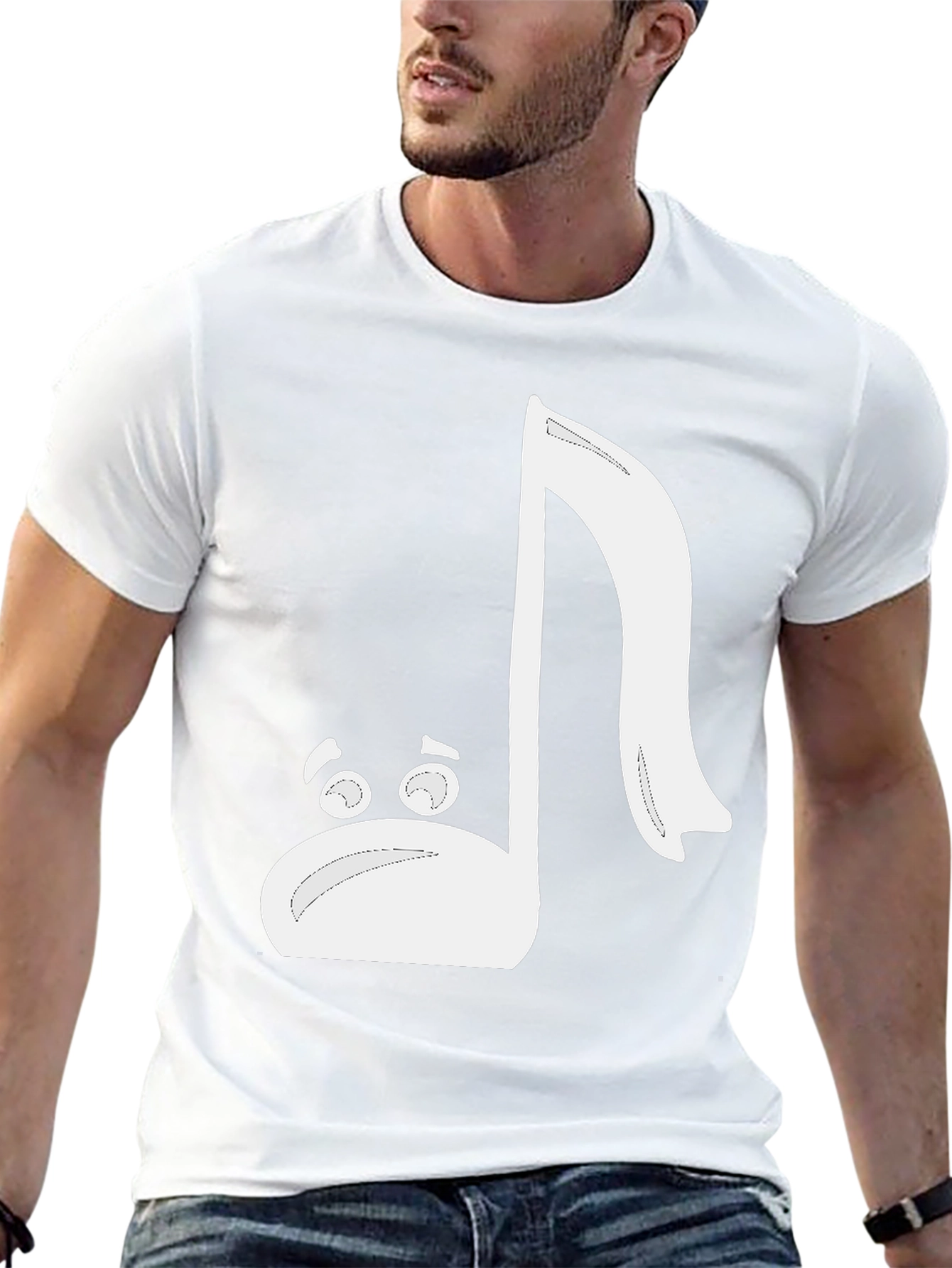 Camiseta Negra con Diseño de Nota Musical Animada