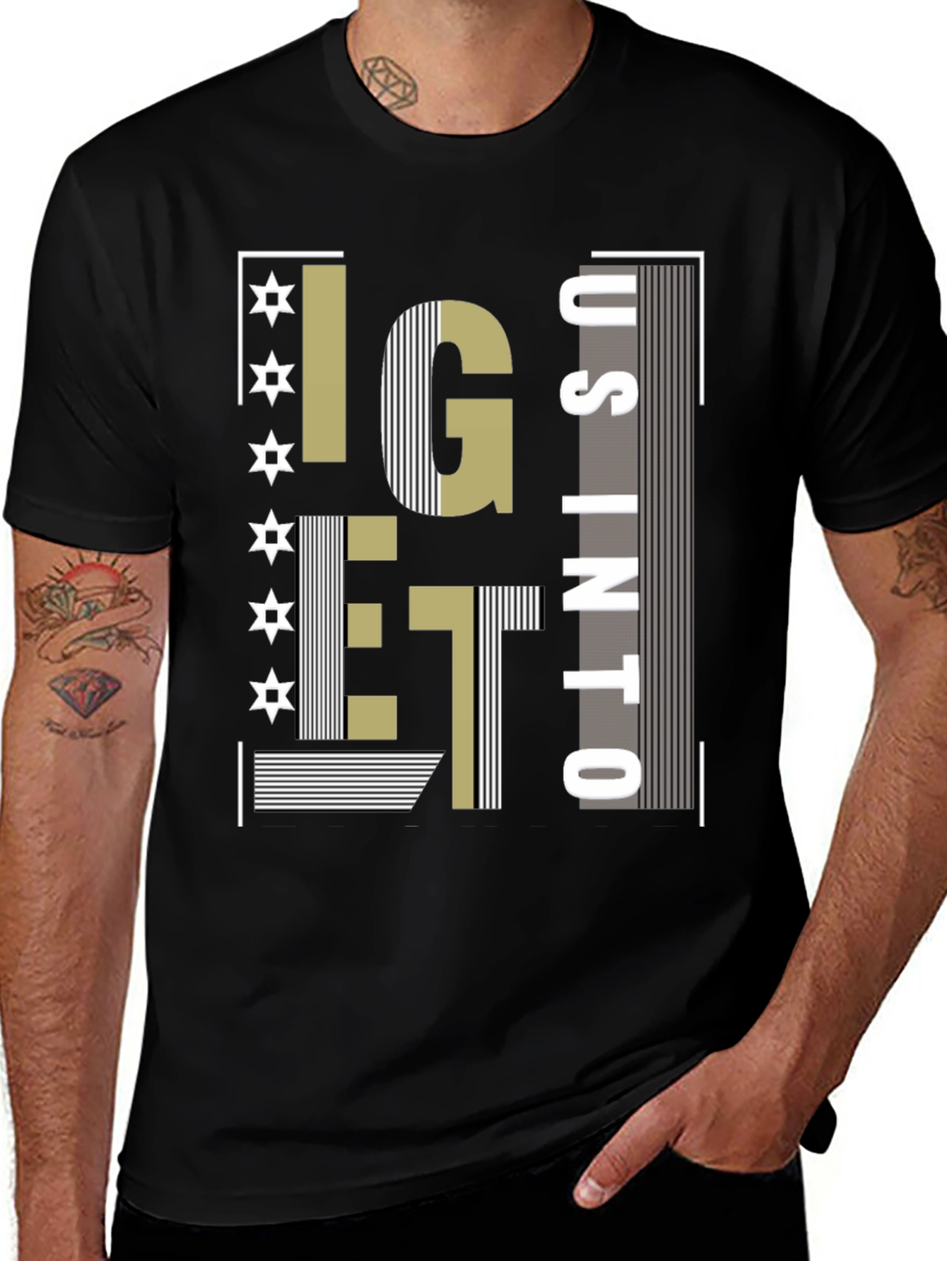 Camiseta Negra con Diseño Abstracto Moderno
