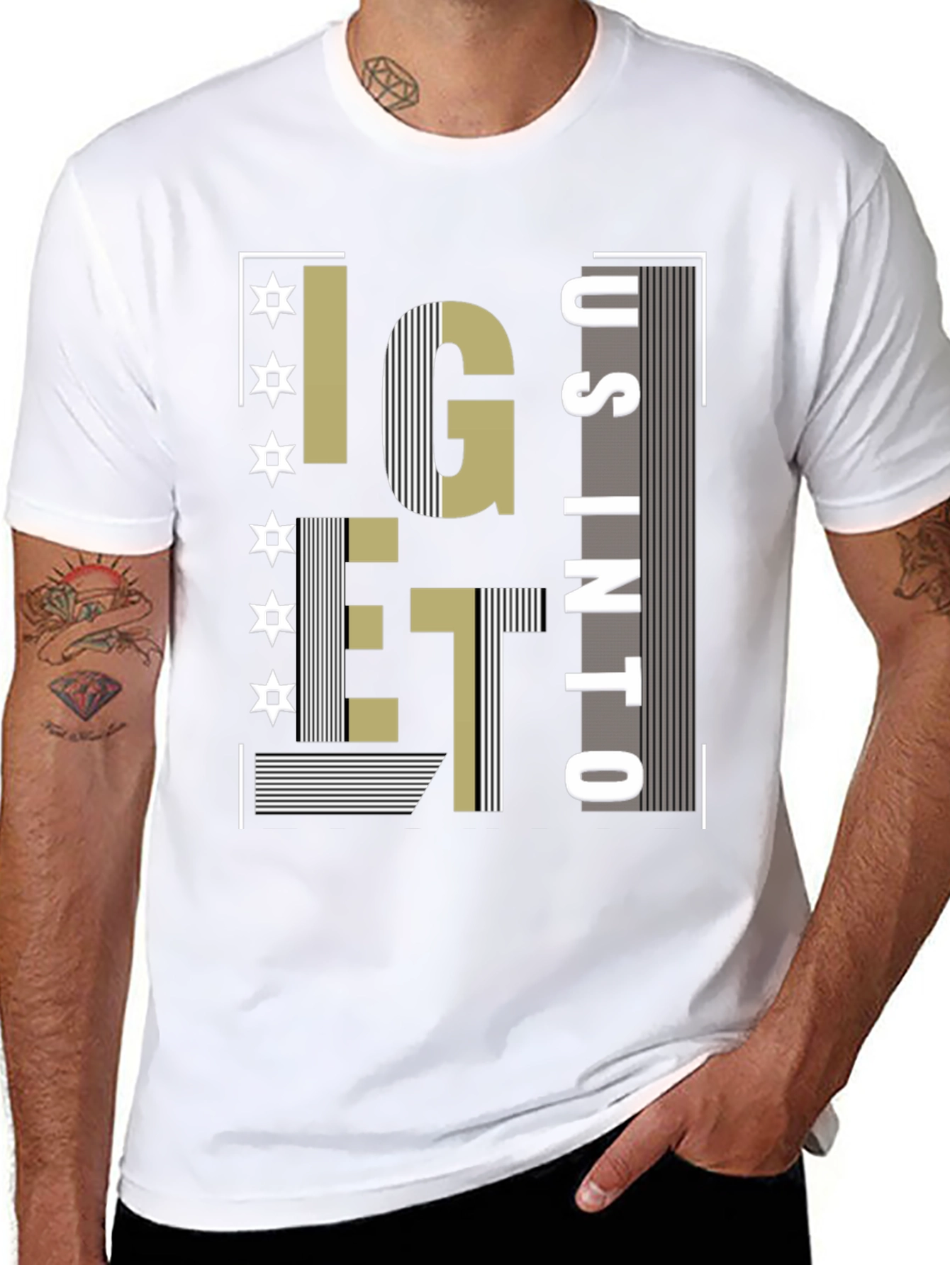 Camiseta Negra con Diseño Abstracto Moderno