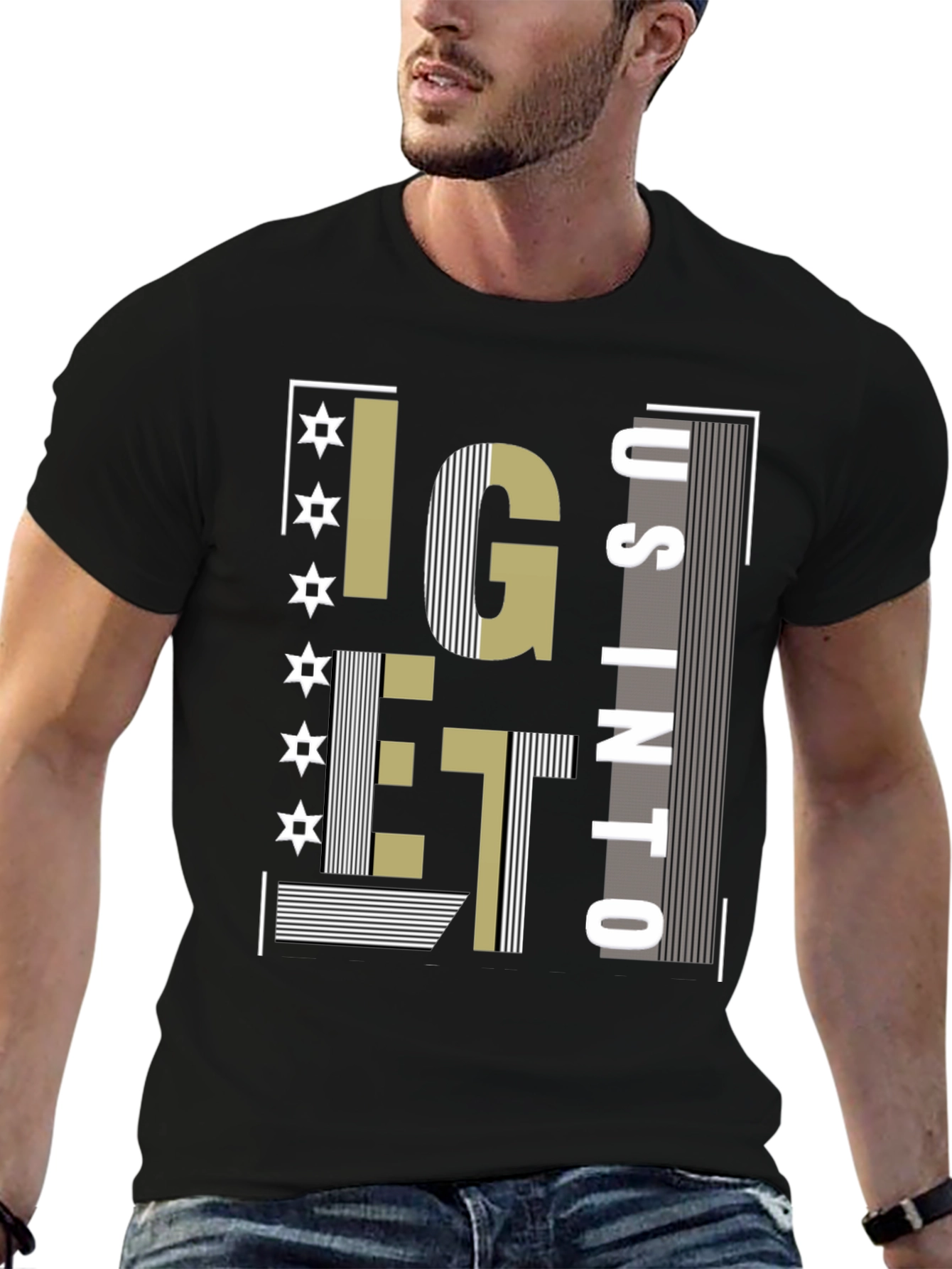 Camiseta Negra con Diseño Abstracto Moderno
