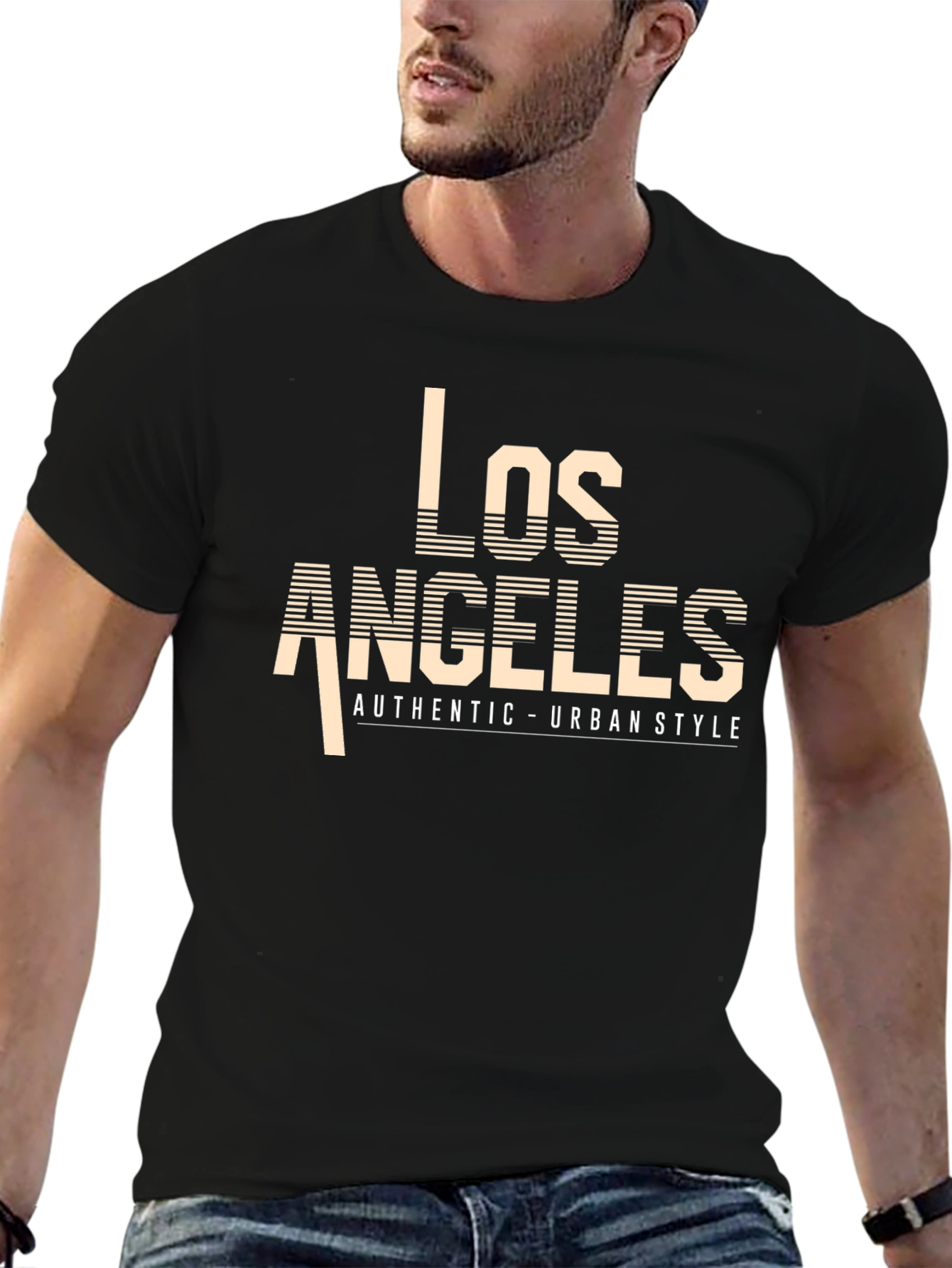 Camiseta Negra Los Ángeles Estilo Urbano