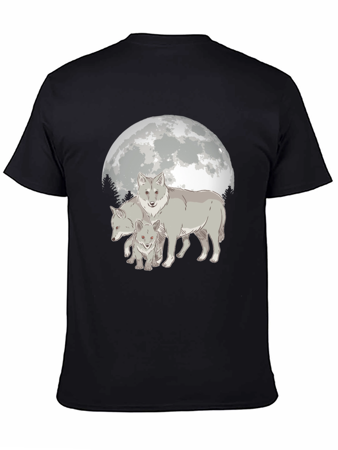 Camiseta Hombre Diseño Lobo Luna Llena - Estilo Casual
