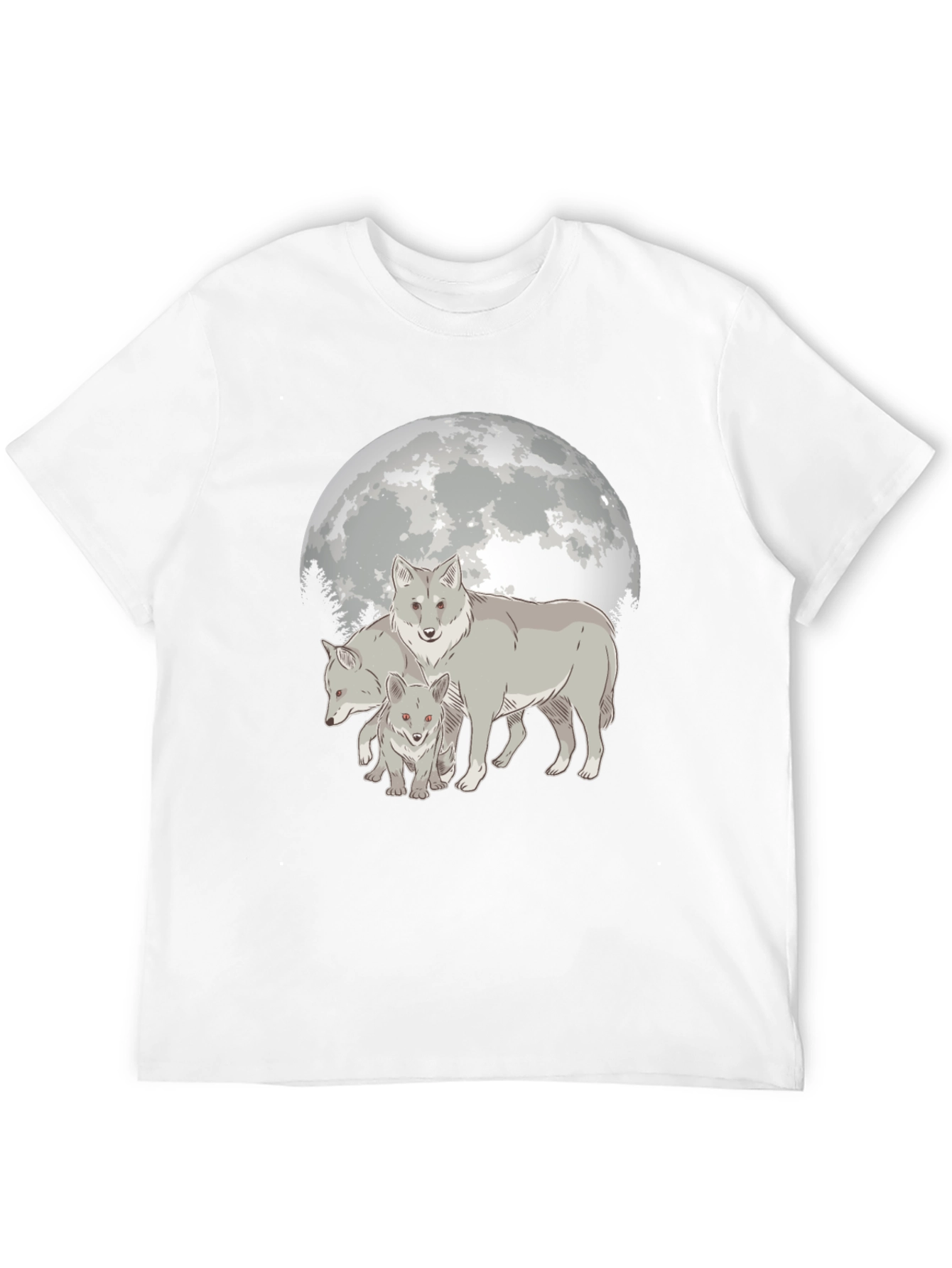 Camiseta Hombre Diseño Lobo Luna Llena - Estilo Casual