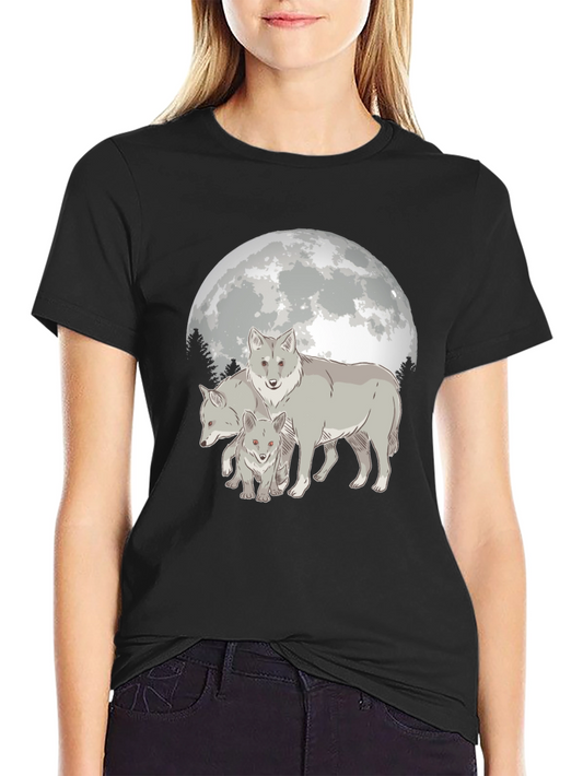 Camiseta Hombre Diseño Lobo Luna Llena - Estilo Casual