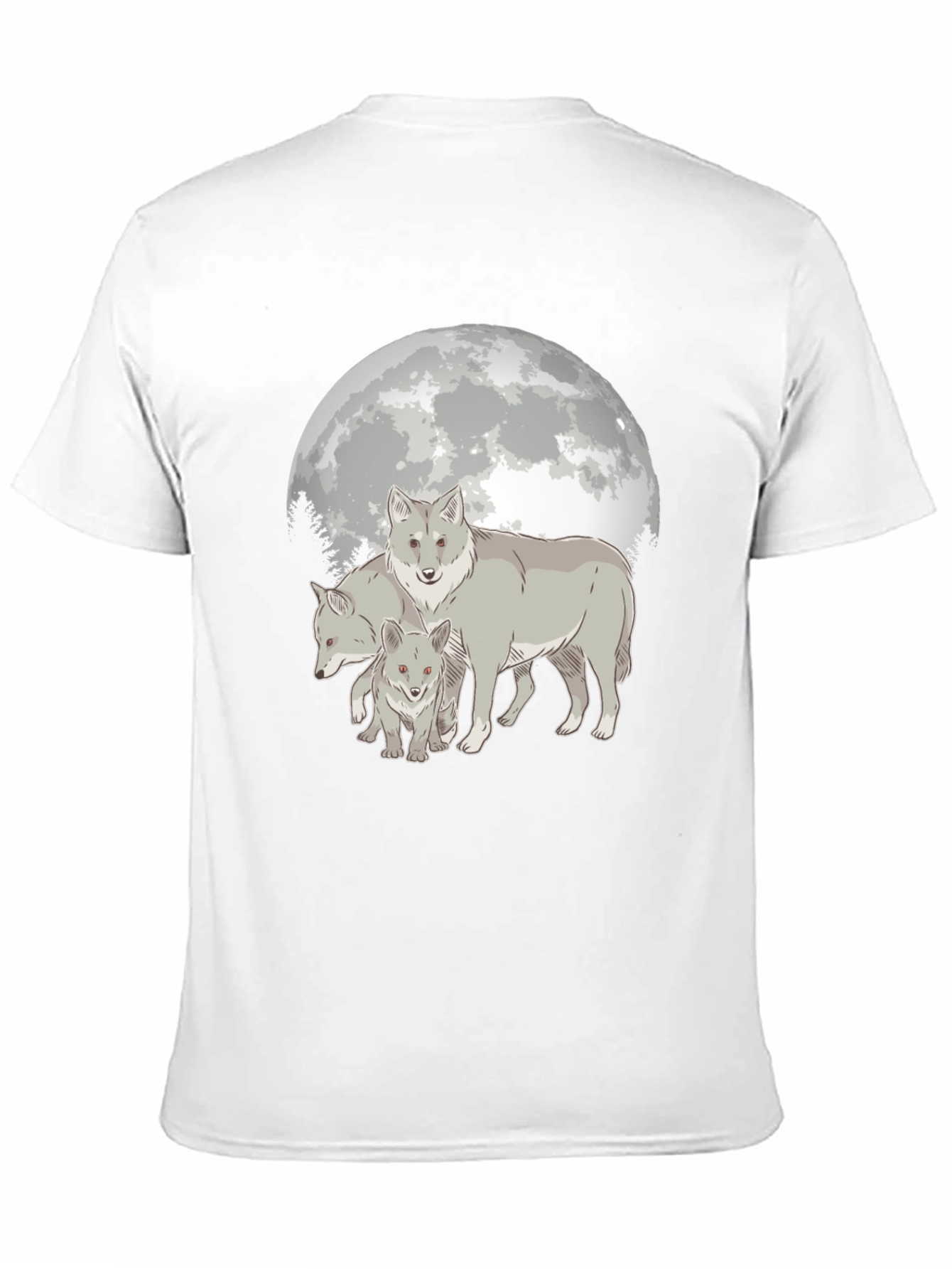 Camiseta Hombre Diseño Lobo Luna Llena - Estilo Casual