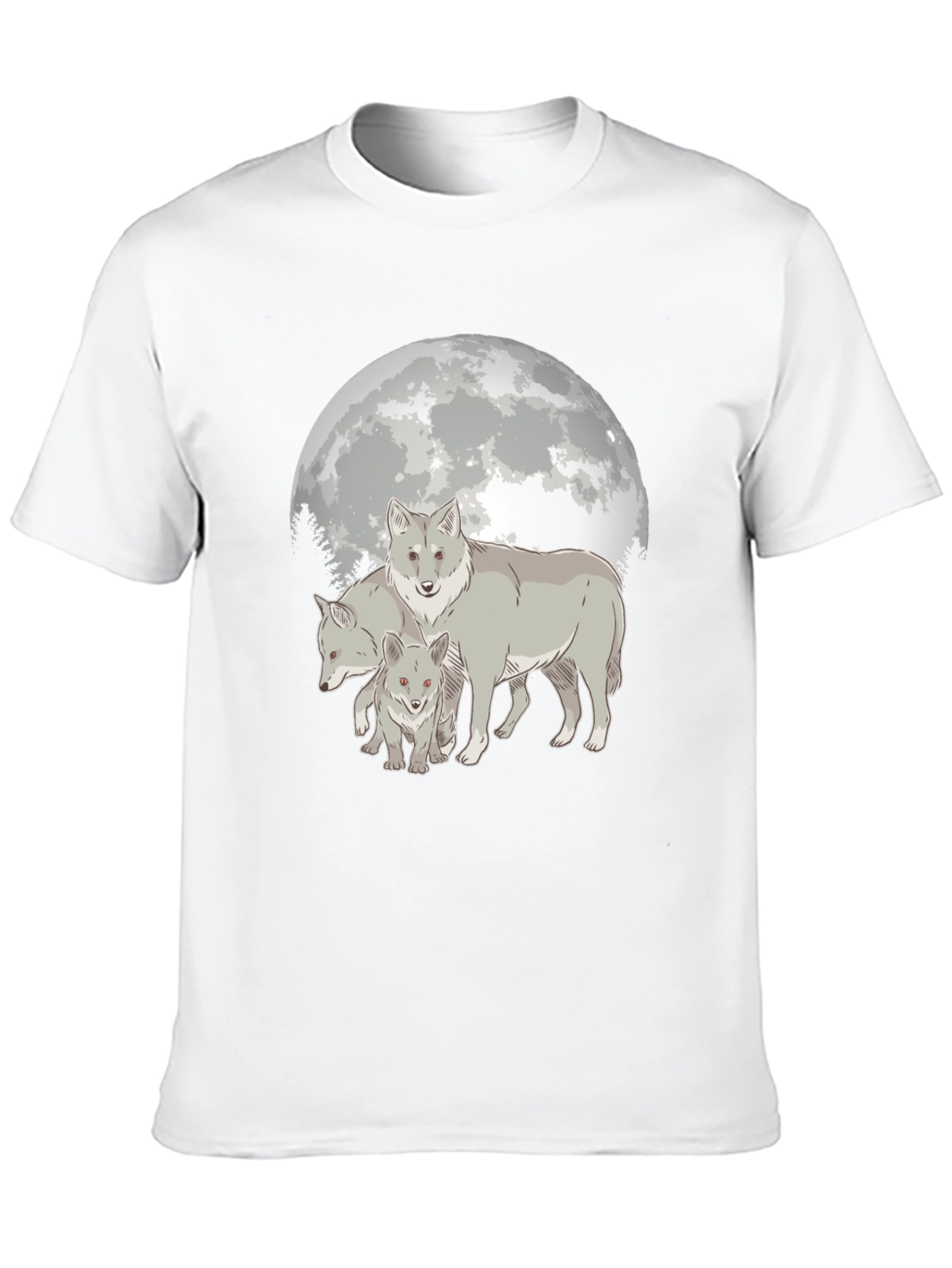 Camiseta Hombre Diseño Lobo Luna Llena - Estilo Casual