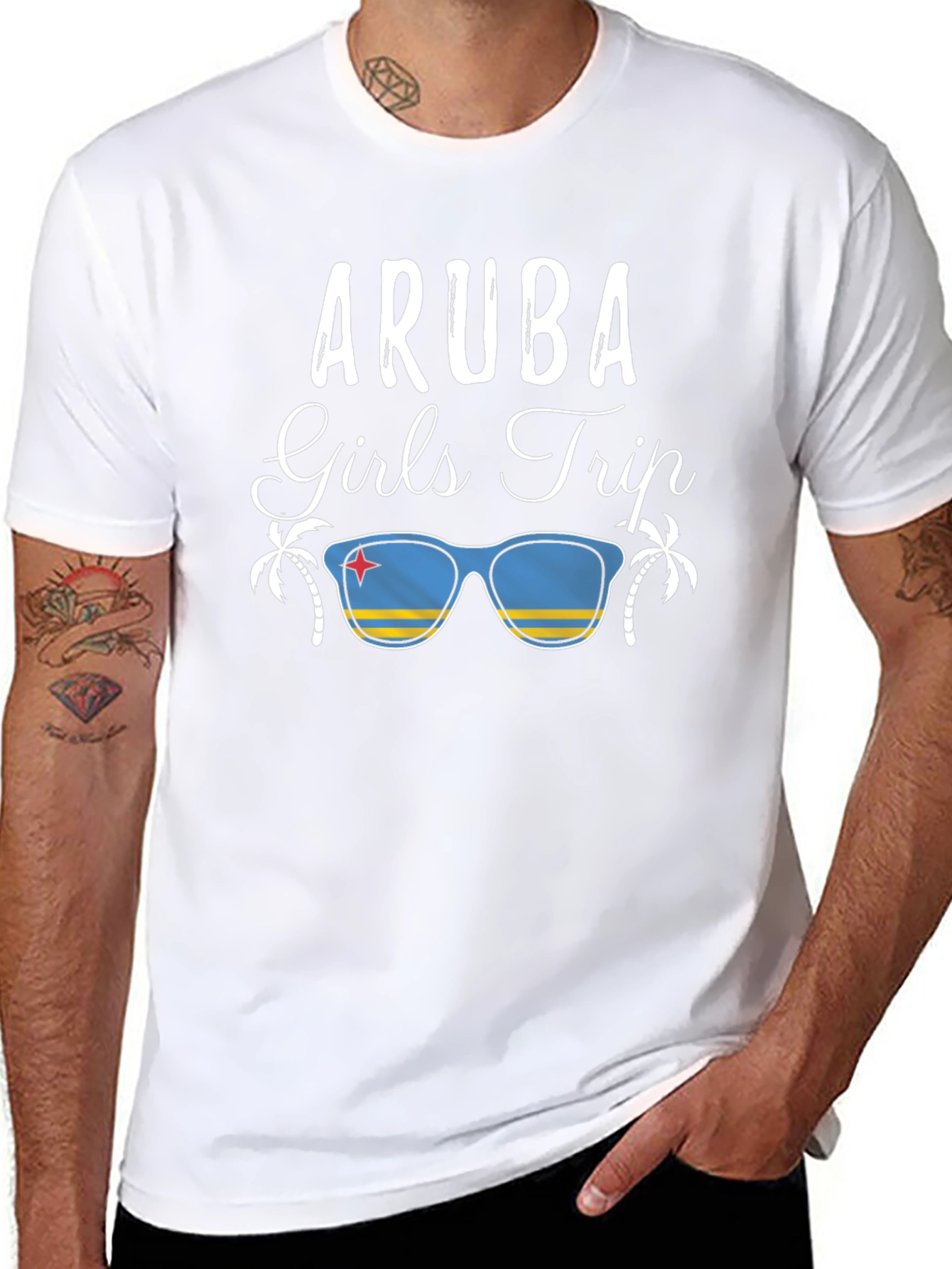 Camiseta Aruba Girls Trip Negra para Hombre