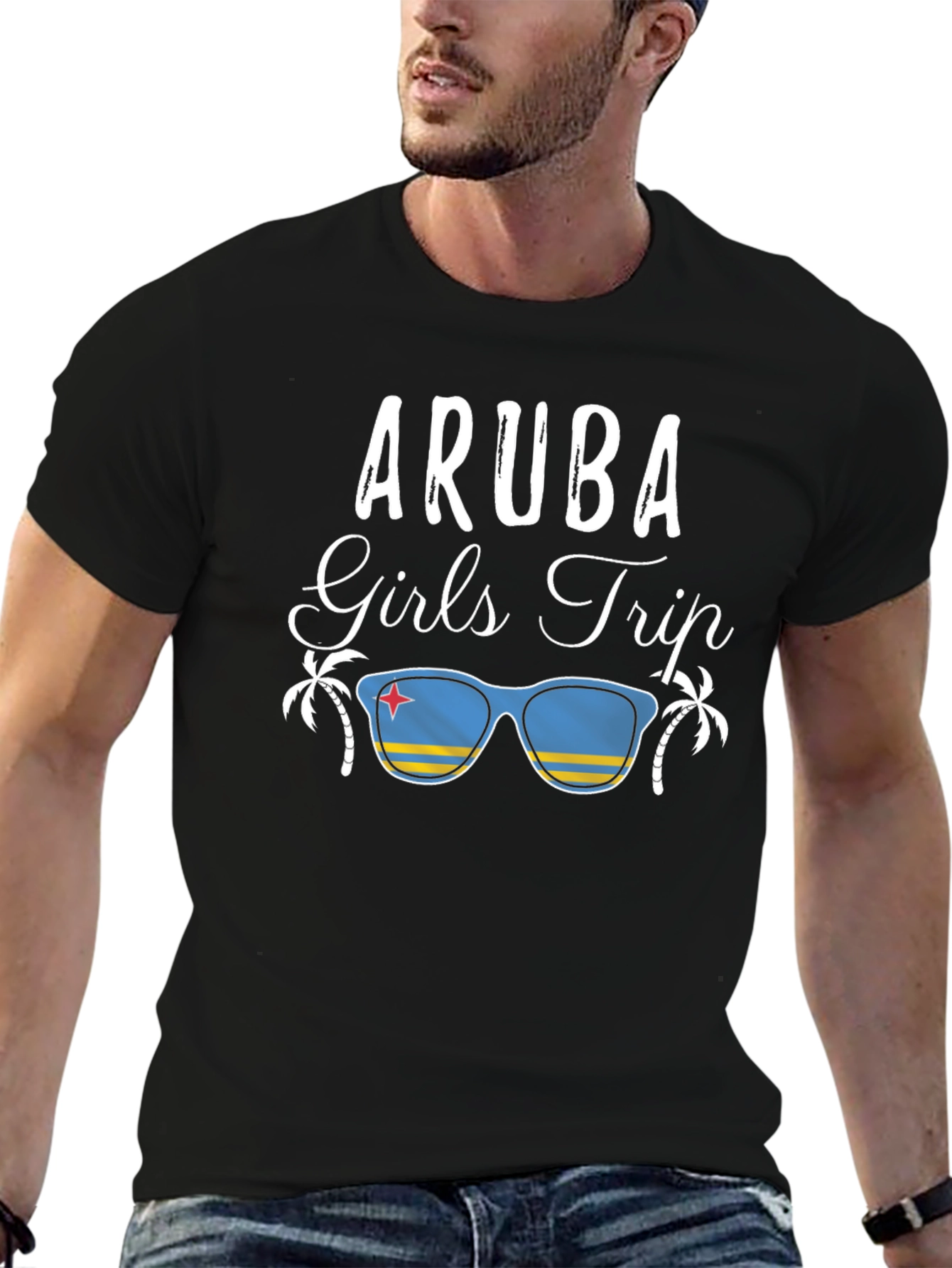 Camiseta Aruba Girls Trip Negra para Hombre