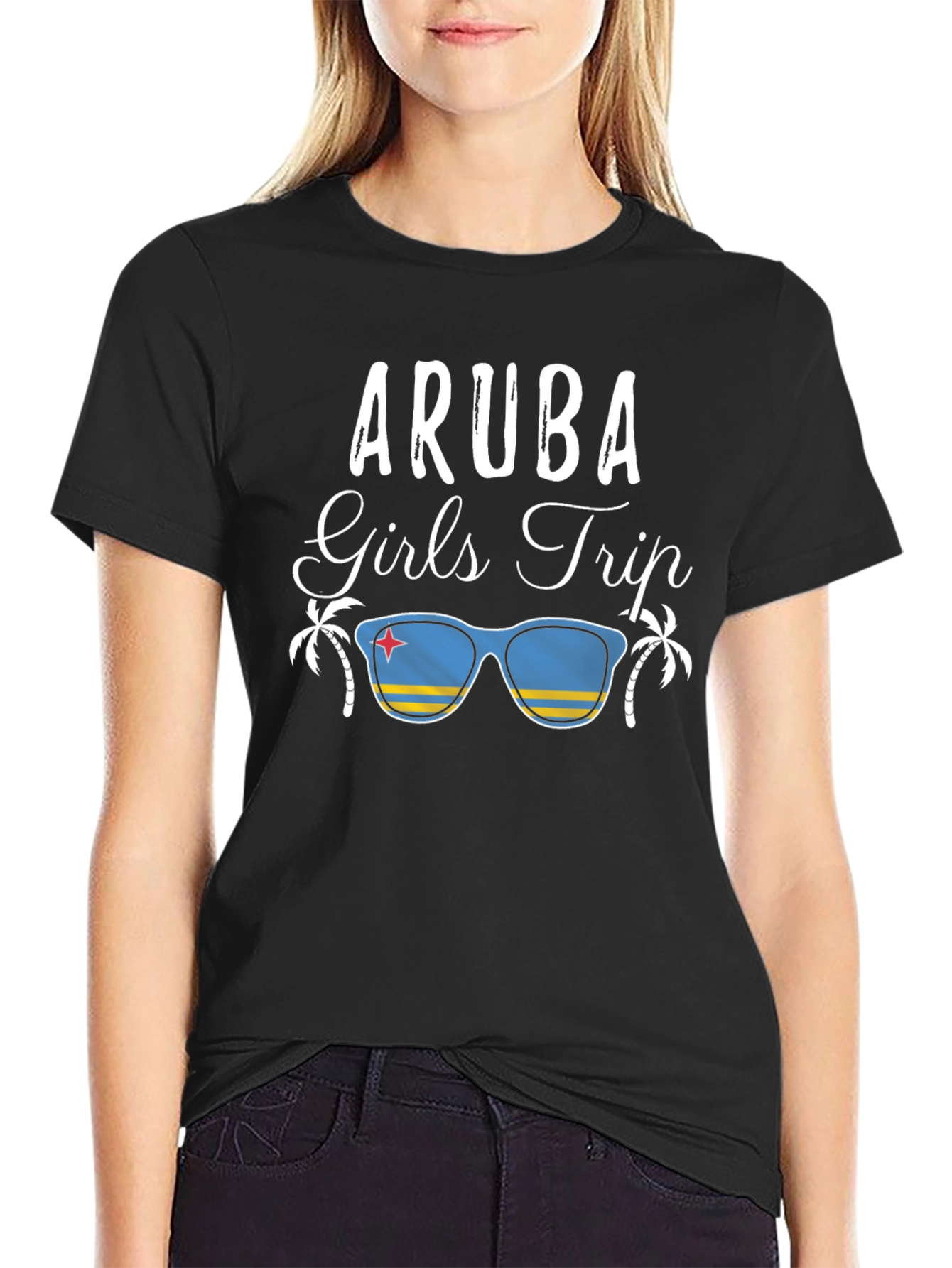 Camiseta Aruba Girls Trip Negra para Hombre