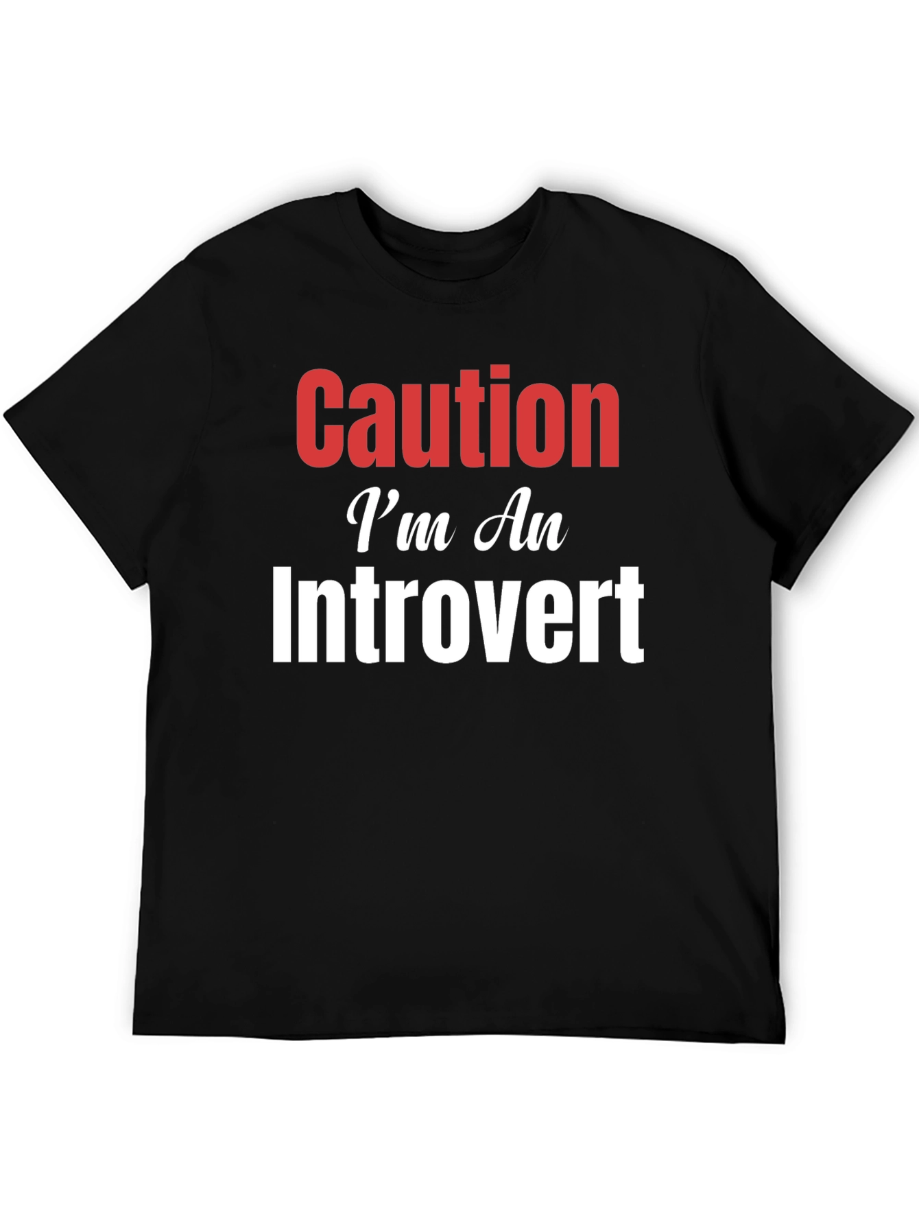 Camiseta Negra Caution Introvert para Hombre