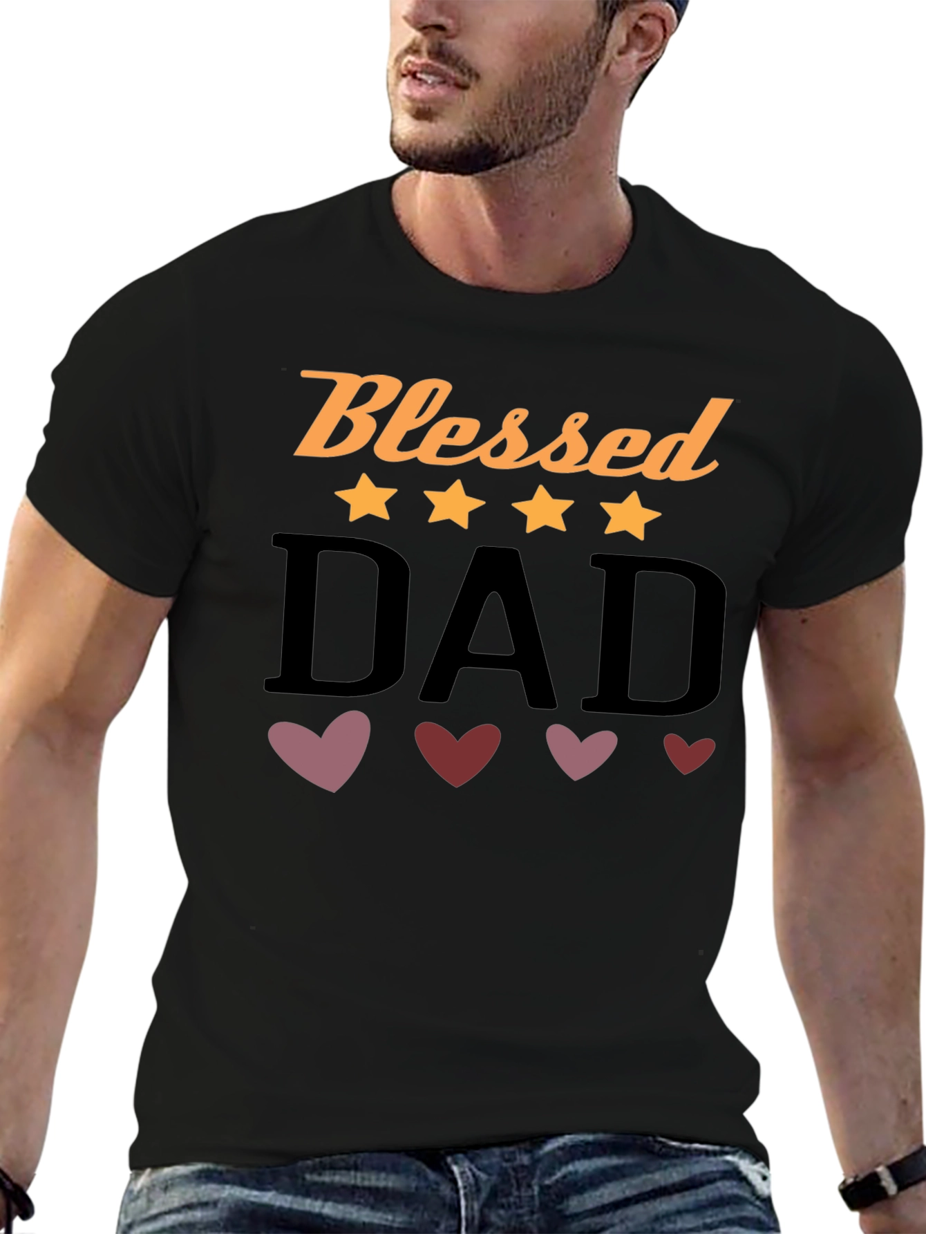 Camiseta Negra Blessed Dad para Hombre