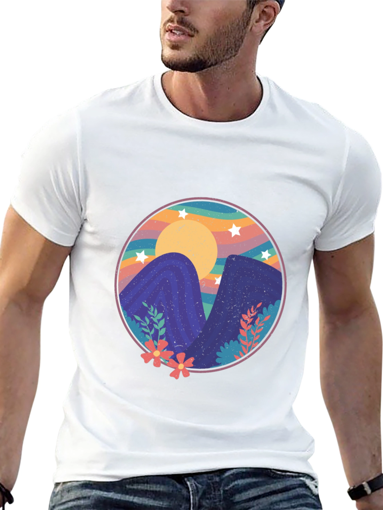 Camiseta Estampada Montañas Mágicas