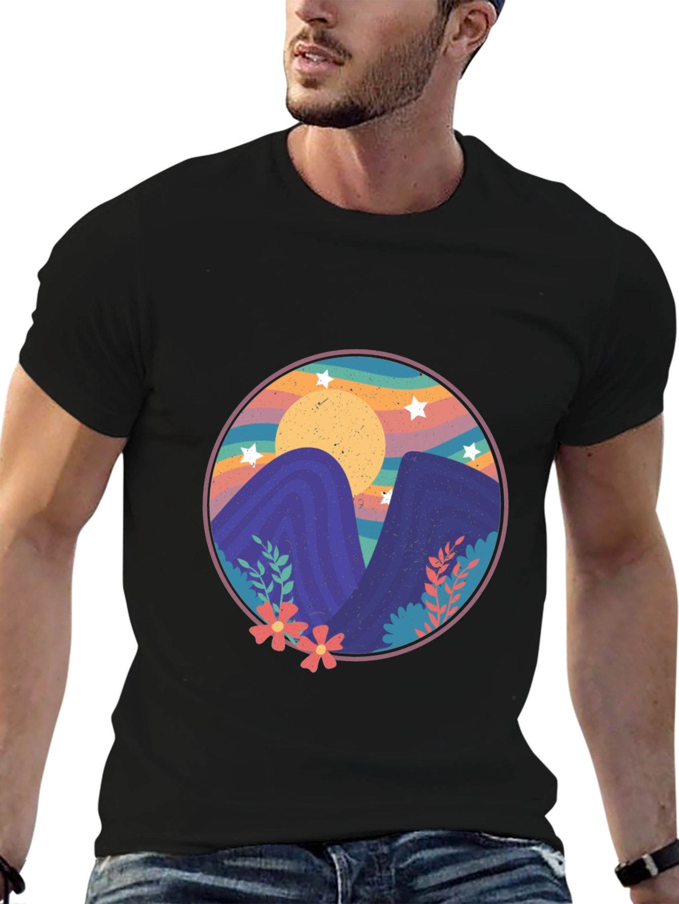 Camiseta Estampada Montañas Mágicas