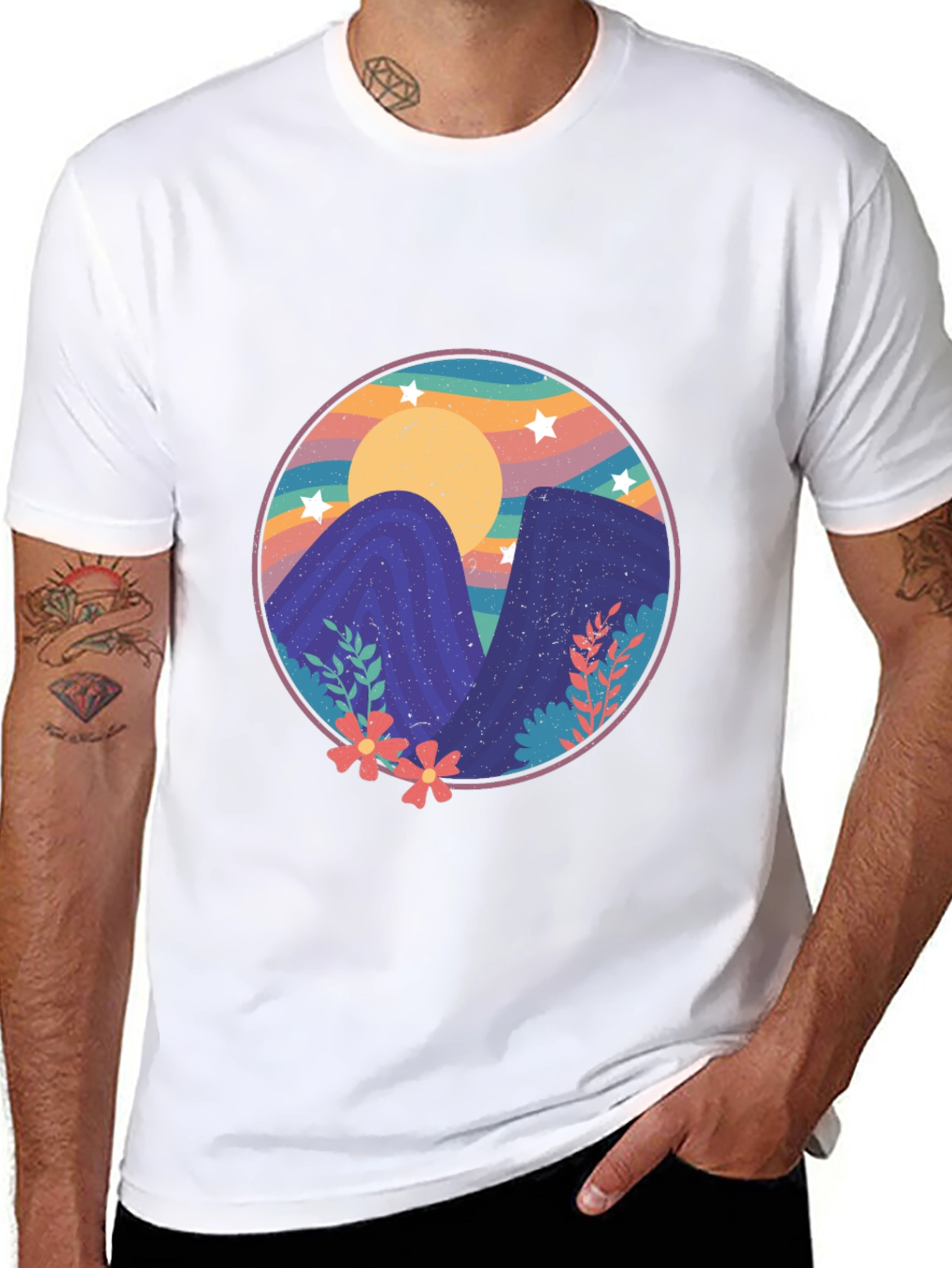 Camiseta Estampada Montañas Mágicas