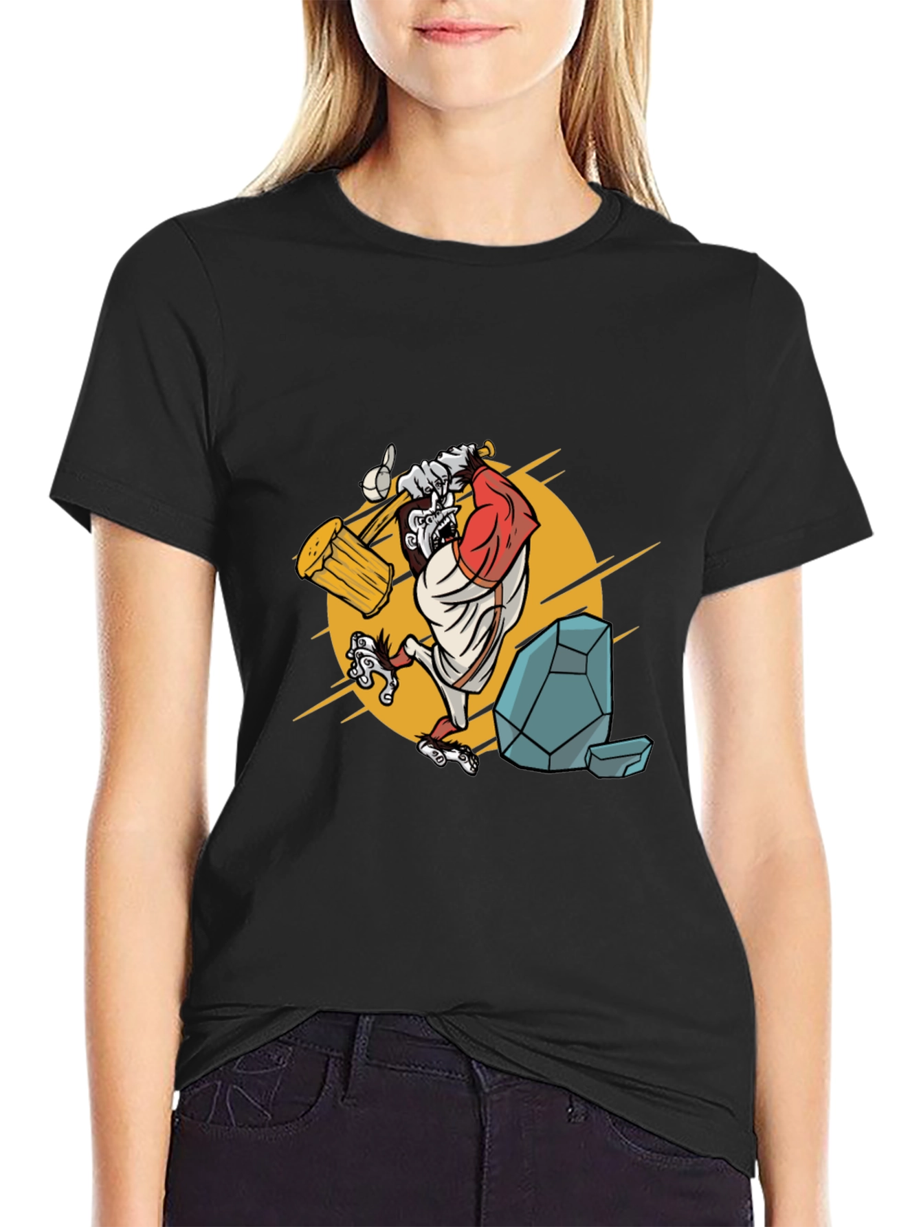 Camiseta Hombre Negra con Diseño Simio Constructor