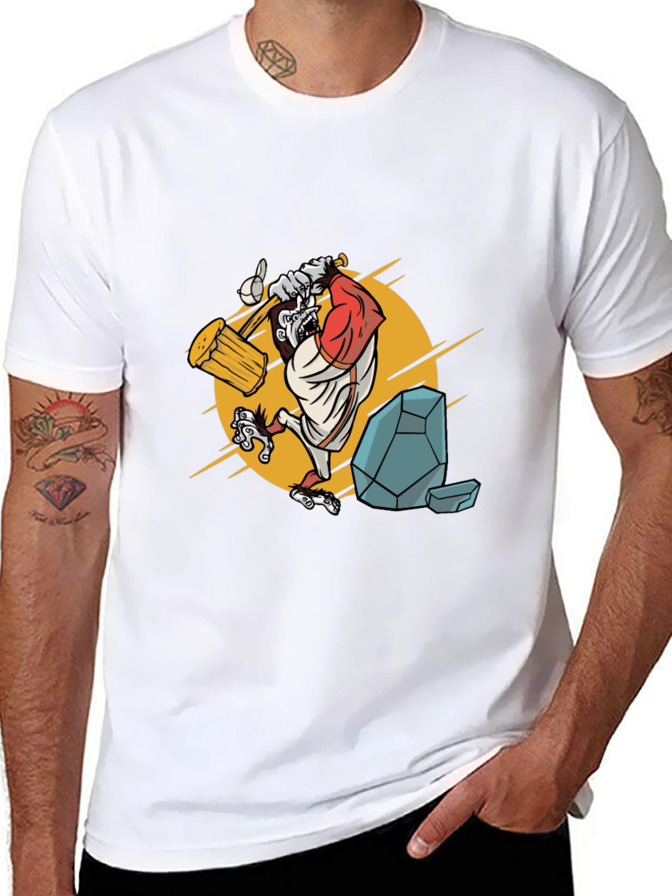 Camiseta Hombre Negra con Diseño Simio Constructor