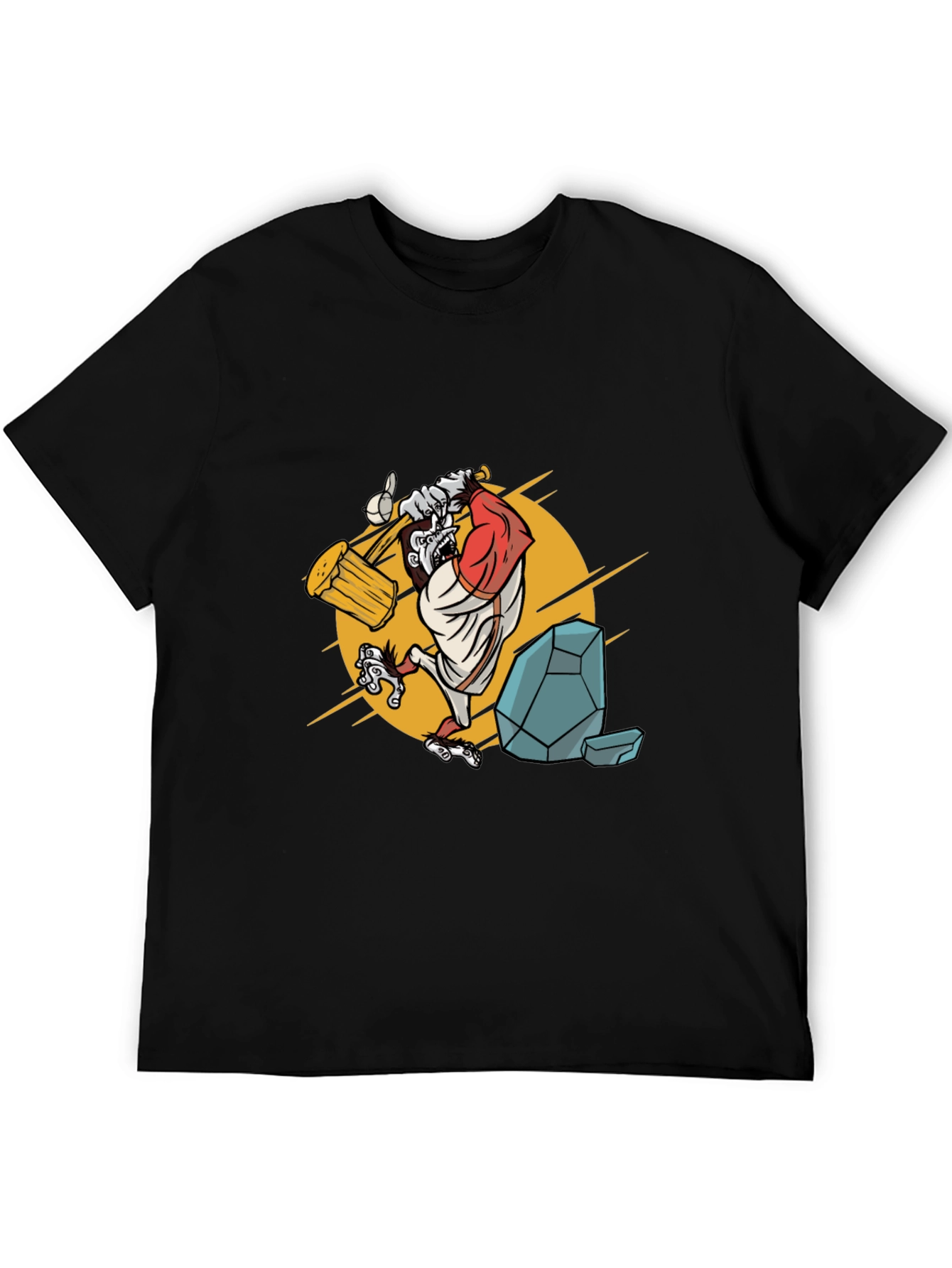 Camiseta Hombre Negra con Diseño Simio Constructor