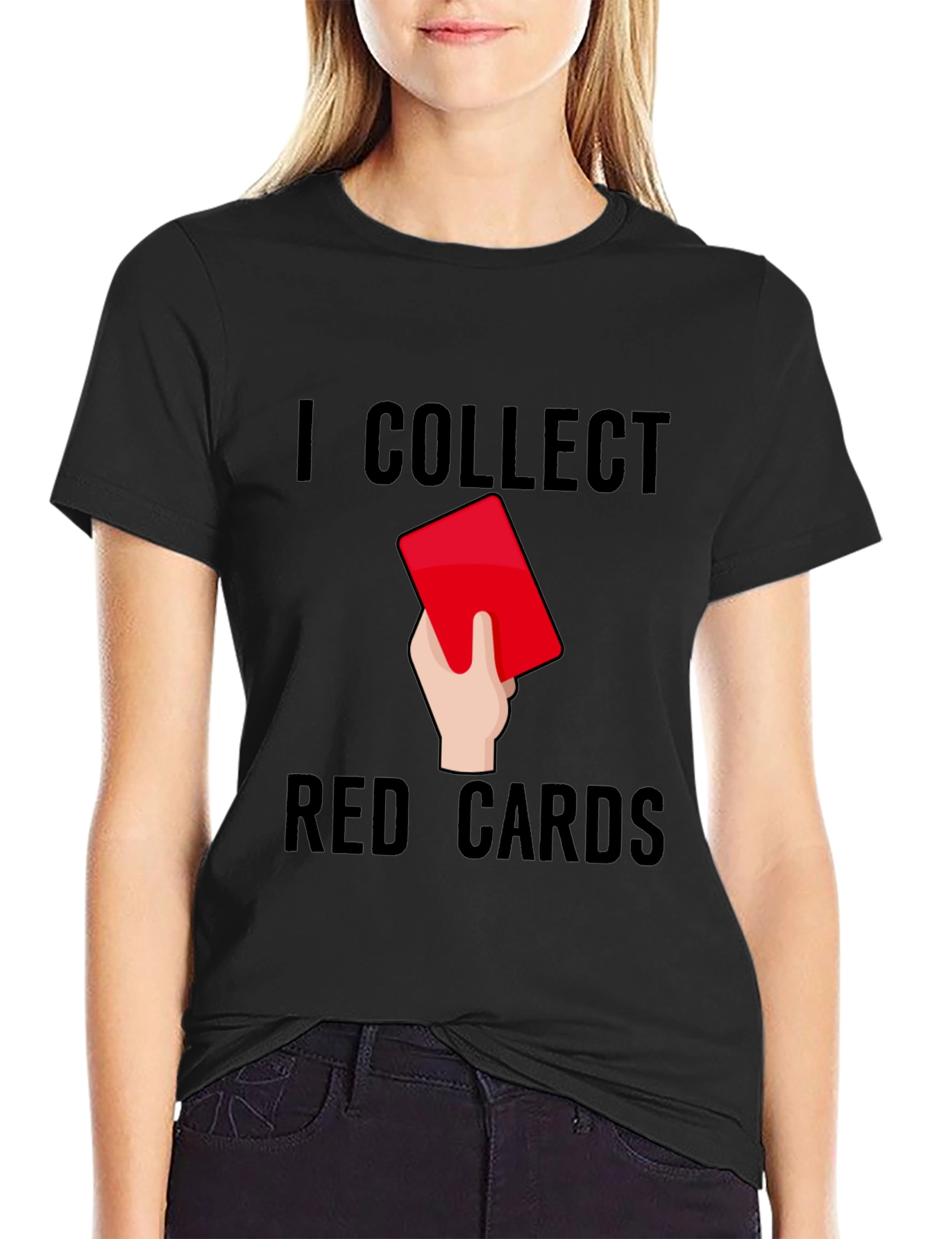 Camiseta Negra: Colecciono Tarjetas Rojas - Humor Fútbol