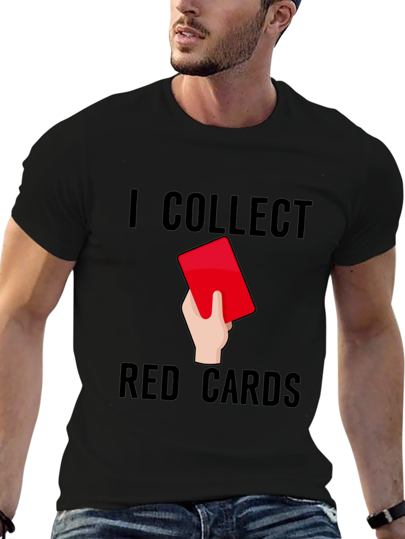 Camiseta Negra: Colecciono Tarjetas Rojas - Humor Fútbol