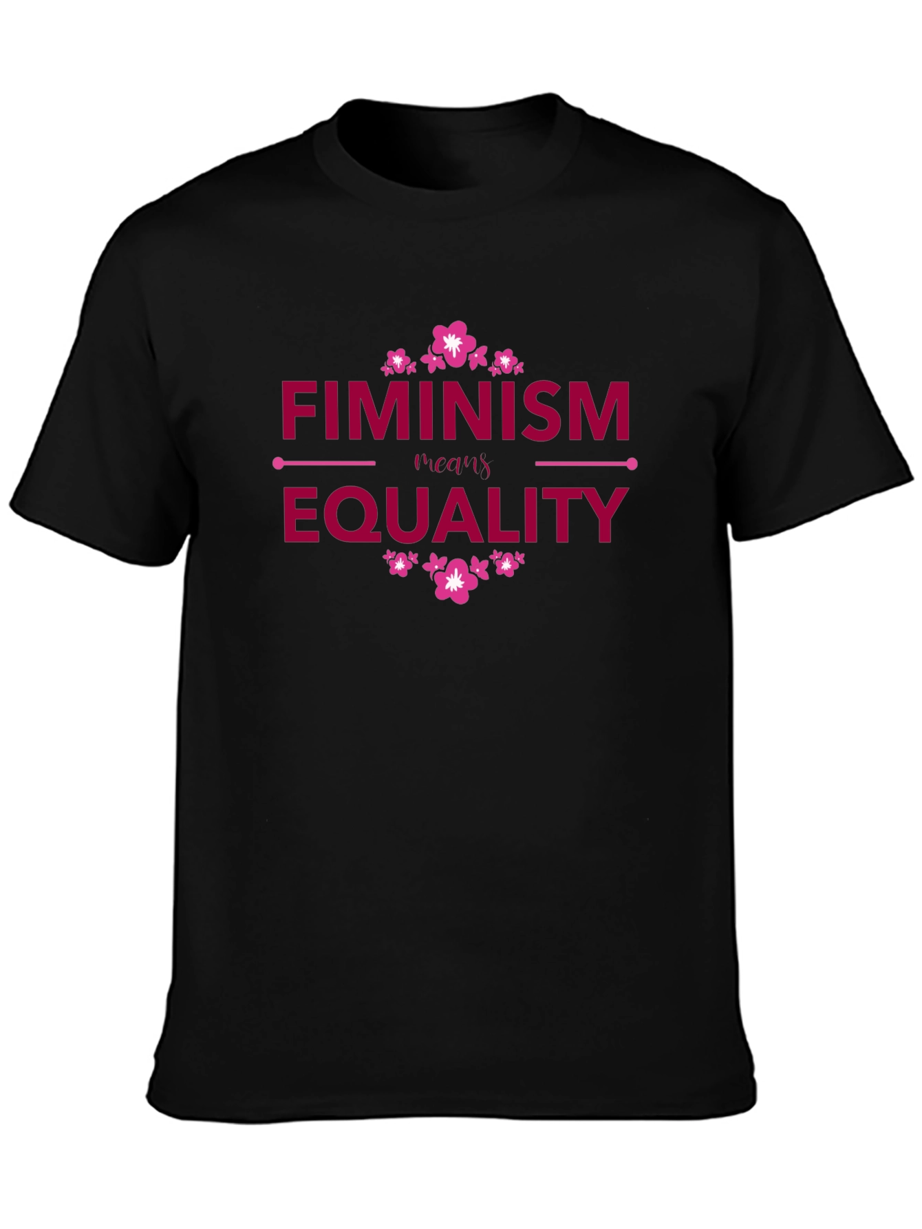 Camiseta Negra Feminismo Requiere Igualdad Diseño Floral
