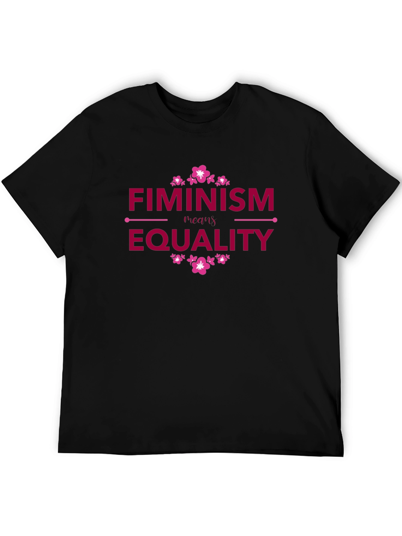 Camiseta Negra Feminismo Requiere Igualdad Diseño Floral