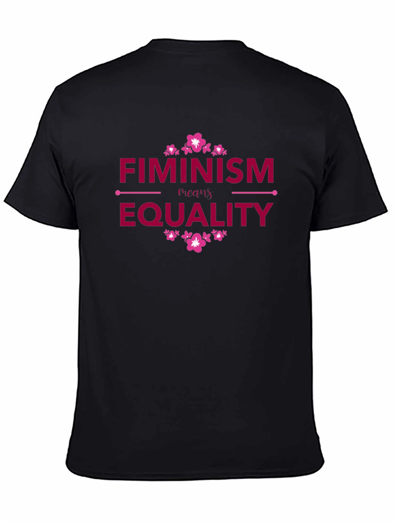 Camiseta Negra Feminismo Requiere Igualdad Diseño Floral