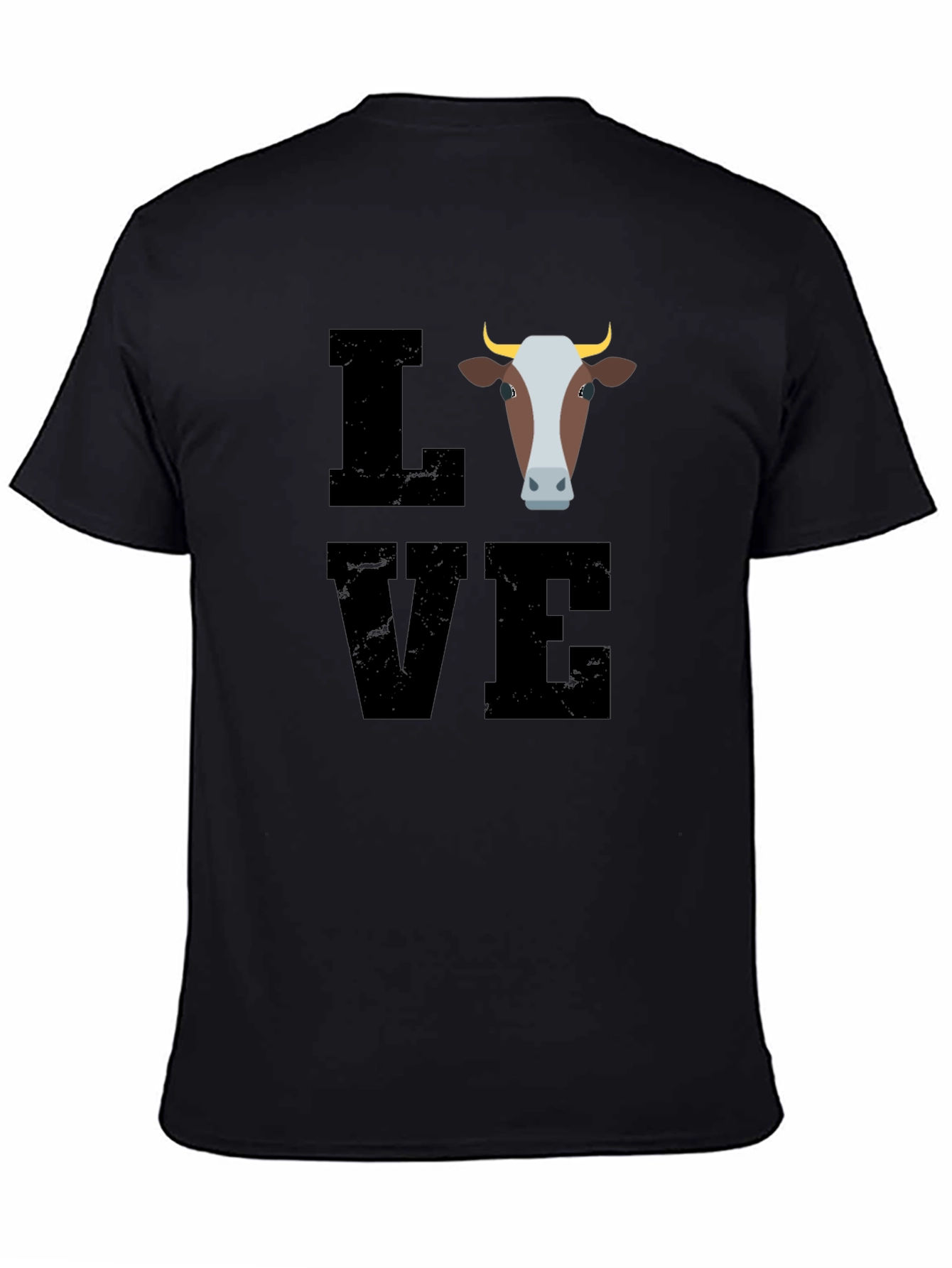 Camiseta Negra con Diseño de Vaca LOVE