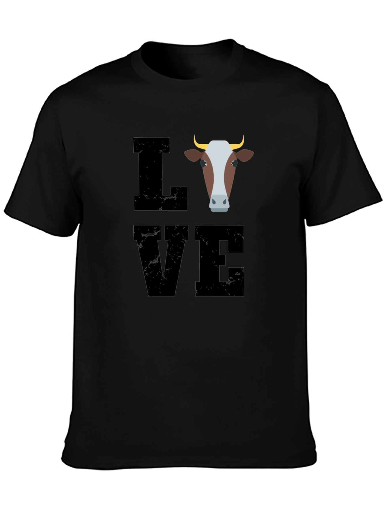 Camiseta Negra con Diseño de Vaca LOVE