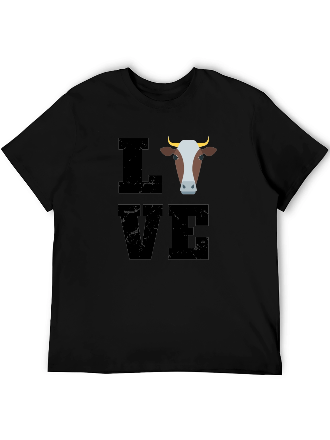 Camiseta Negra con Diseño de Vaca LOVE