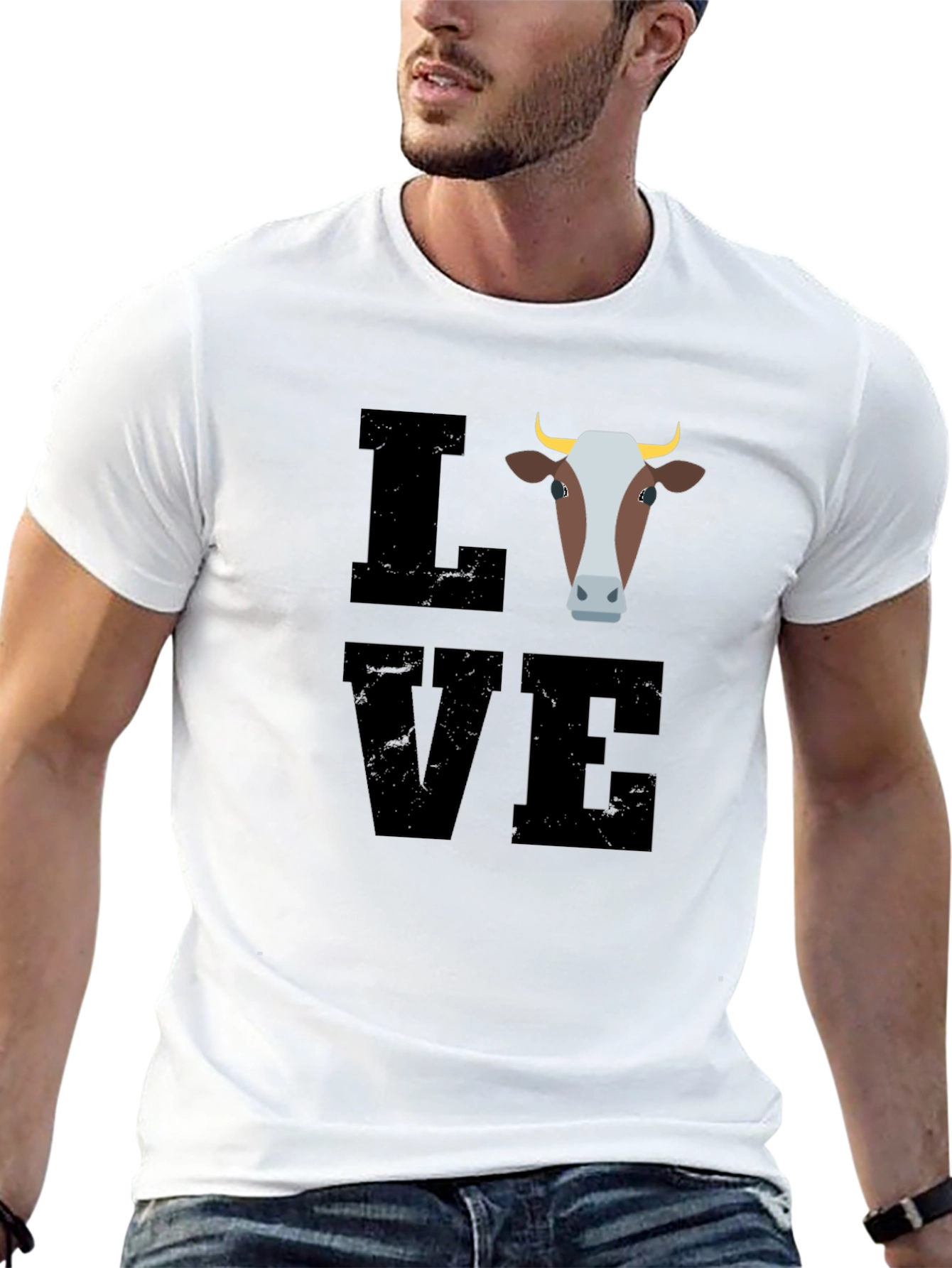 Camiseta Negra con Diseño de Vaca LOVE
