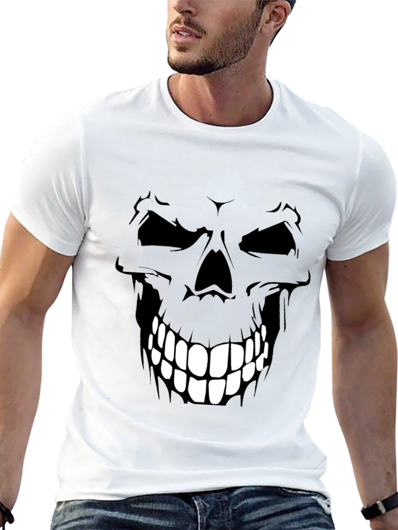 Camiseta Negra con Diseño de Calavera para Hombre