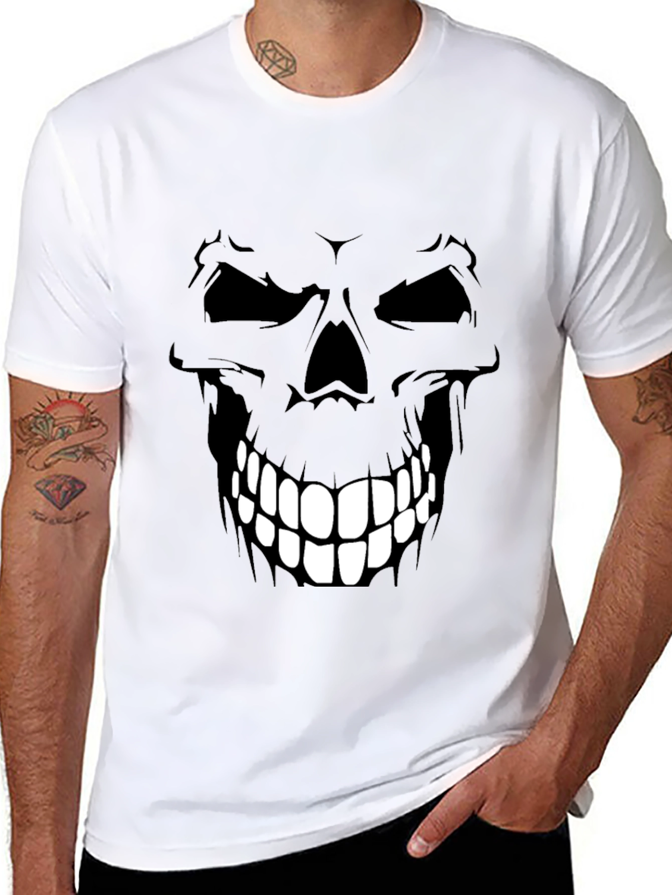 Camiseta Negra con Diseño de Calavera para Hombre
