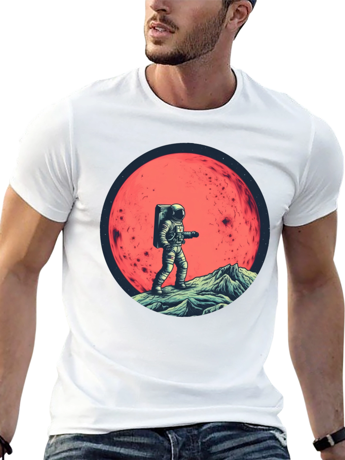 Camiseta Negra Astronauta en Marte