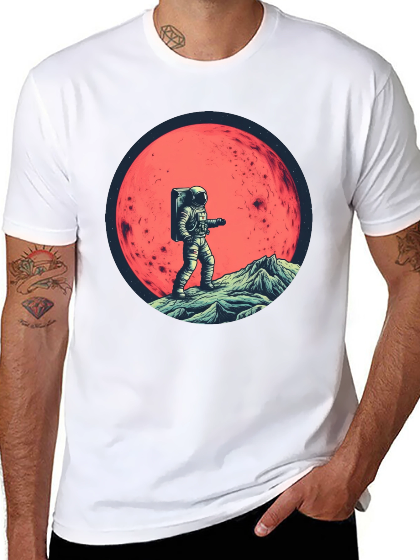 Camiseta Negra Astronauta en Marte