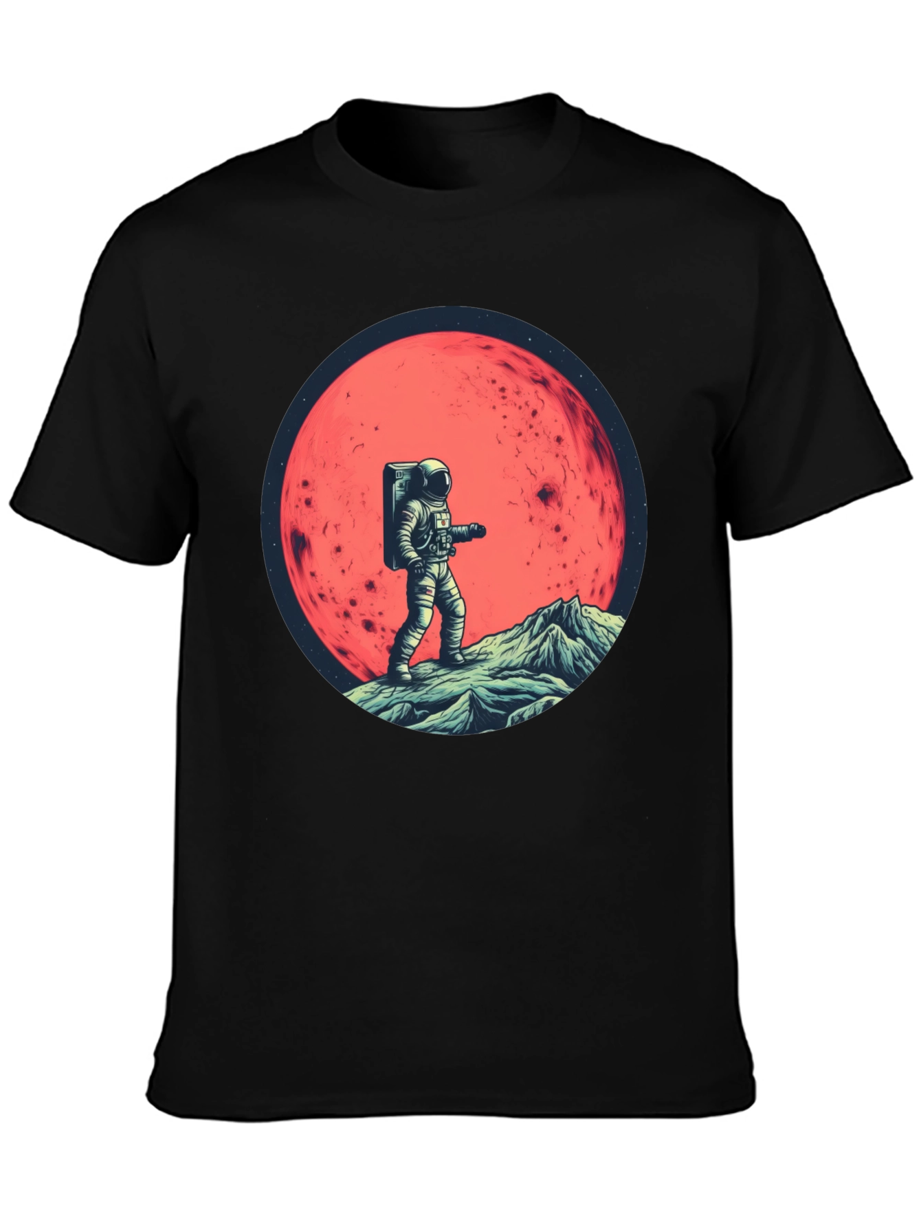 Camiseta Negra Astronauta en Marte