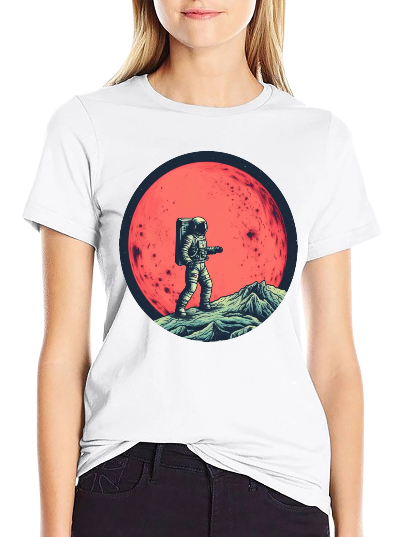 Camiseta Negra Astronauta en Marte