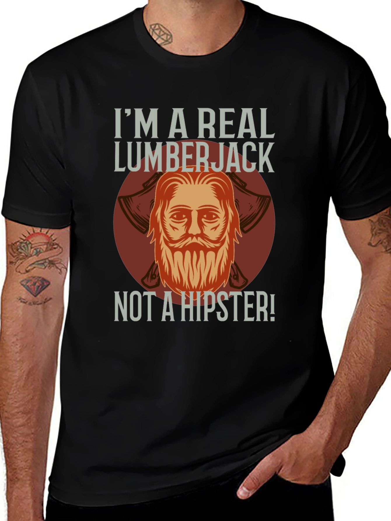 Camiseta Negra: Leñador Auténtico No Hipster