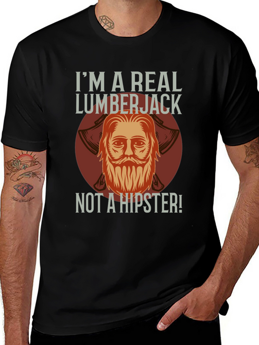 Camiseta Negra: Leñador Auténtico No Hipster